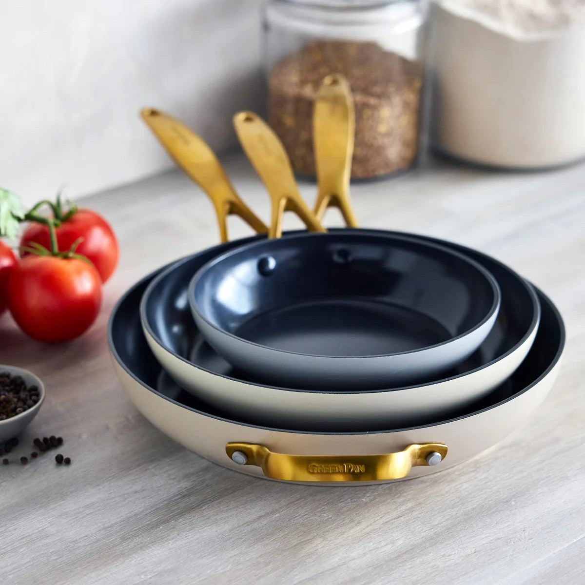 GreenPan Jewel Pro Ceramic Non-Stick 3-piece Fry Pan Set - Retail $75