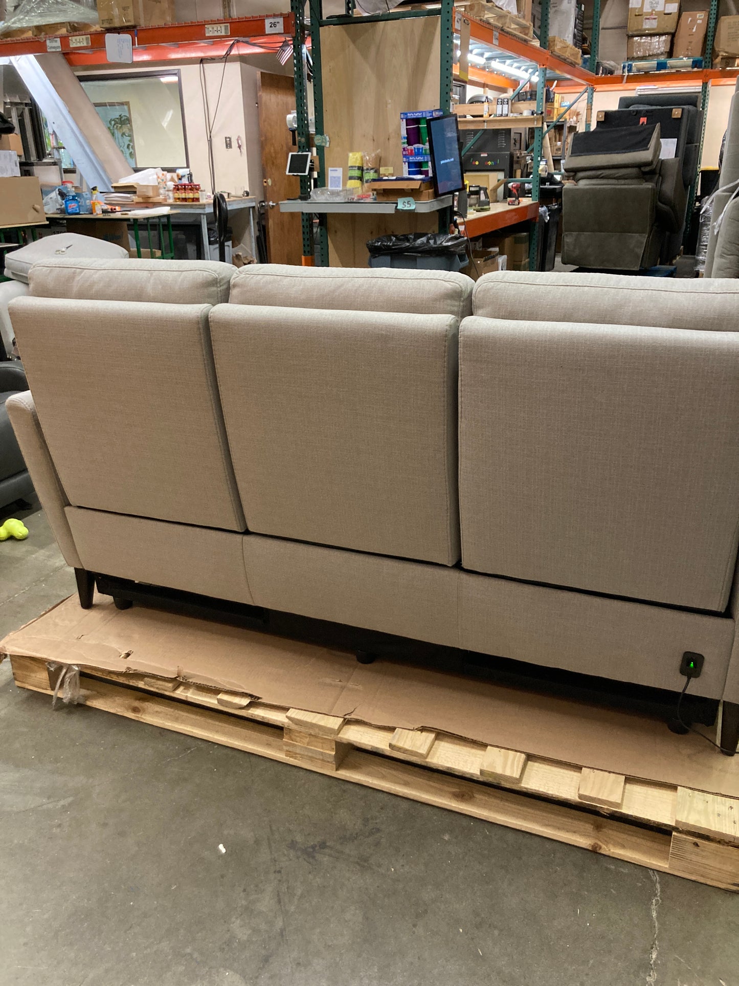 Like NEW - Costco - Alpendale Fabric Power Reclining Sofa with Power Headrests - Retail $1199