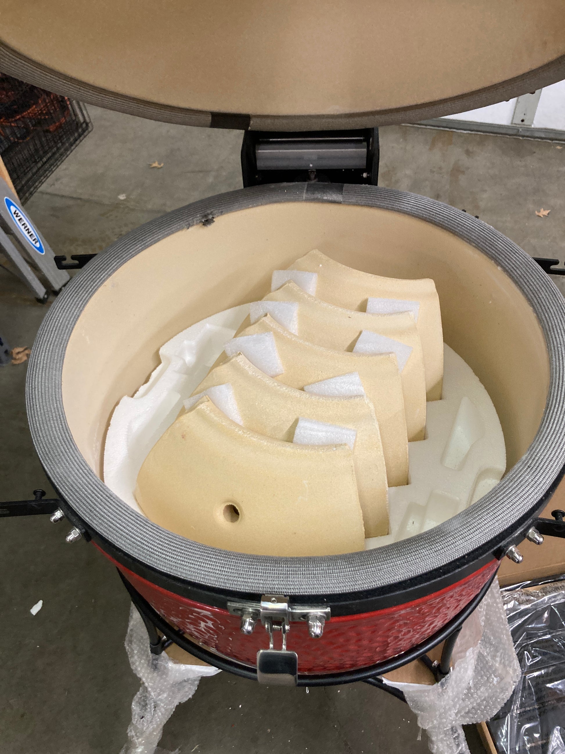 Kamado Joe KJ23RHC Classic Joe II 18-inch Charcoal Grill with Cart and Side Shelves, Blaze Red - Retail $1299 Default Title