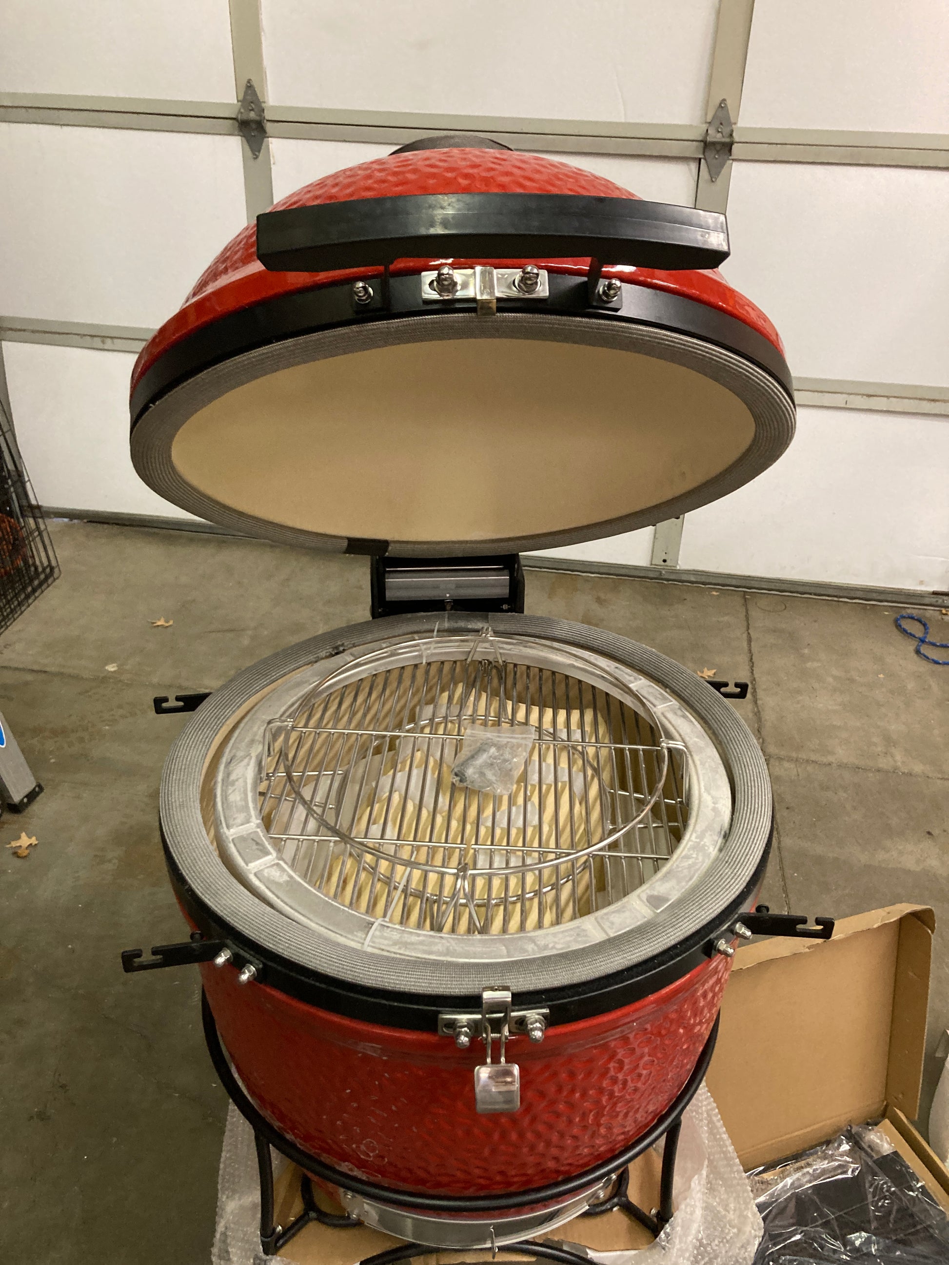 Kamado Joe KJ23RHC Classic Joe II 18-inch Charcoal Grill with Cart and Side Shelves, Blaze Red - Retail $1299 Default Title