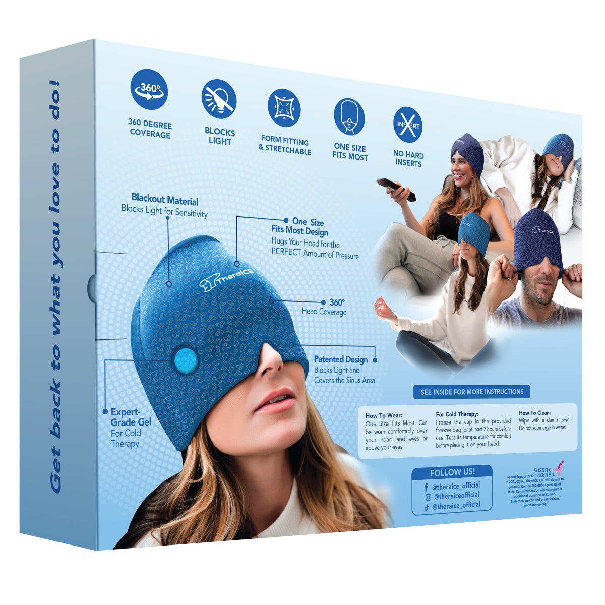TheraICE Headache Hat Soothing Migraine Relief Cap, 2-Pack