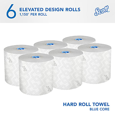 Scott® Hardwound 1-Ply Paper Towels, 70% Recycled, 115 Sheets Per Roll, Pack Of 6 Rolls