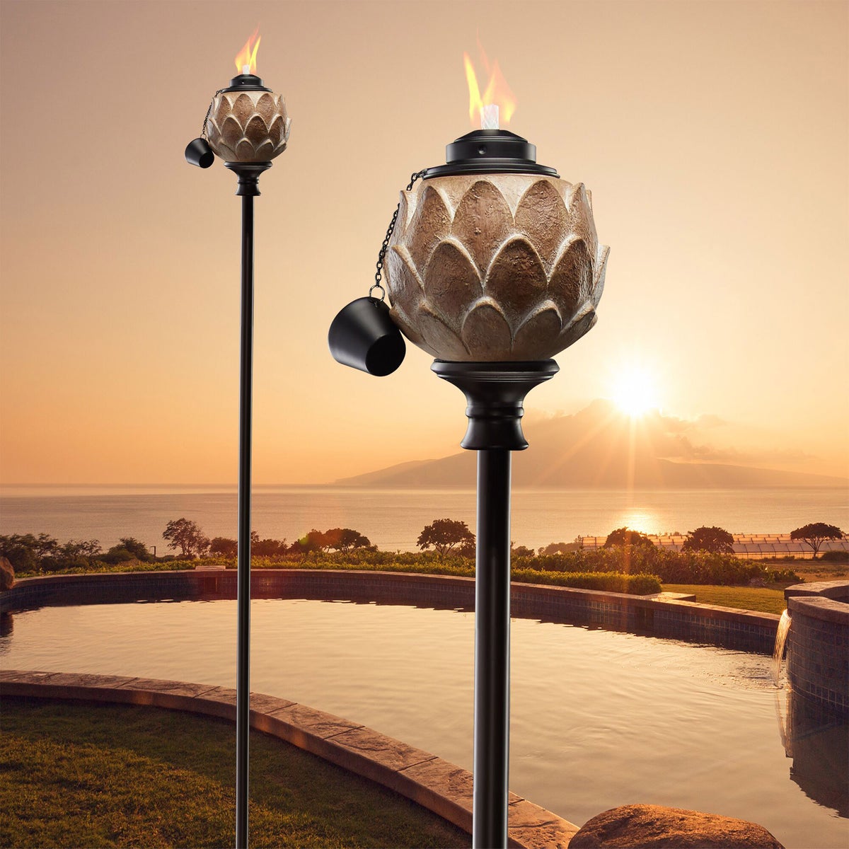 NEW - Patio Torch Set, 2-pack