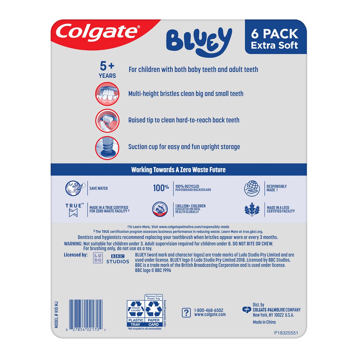 NEW - Colgate Bluey Toothbrush, 6-count