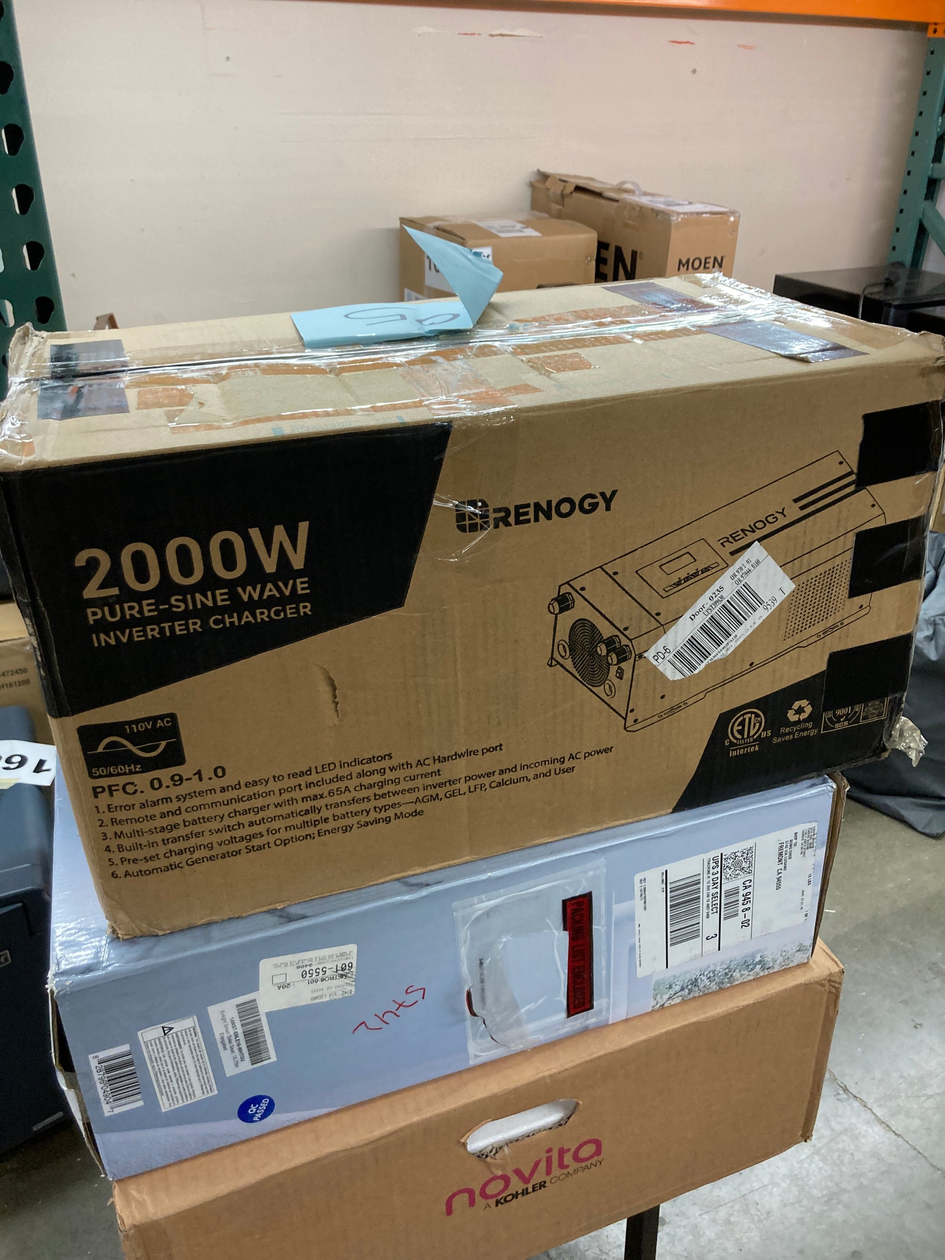 Renogy 2000w Pure Sine Wave Inverter Charger 12V DC to 120V AC Surge 6000w Off-Grid Solar Inverter Charger for RV Boat Home w/LCD Display, Auto Transfer Switch, Compatible with Lithium Battery Default Title