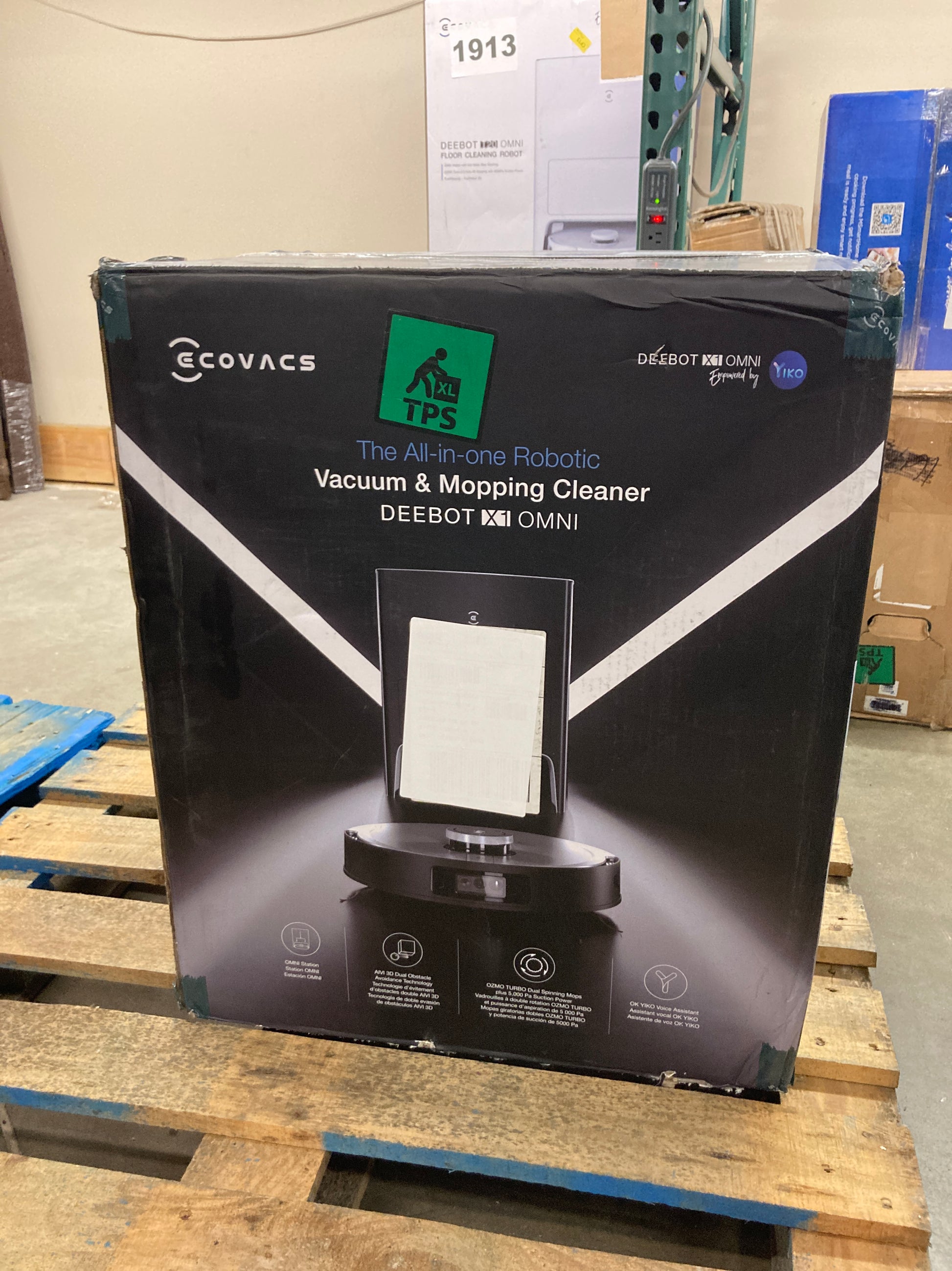 ECOVACS DEEBOT X1 Omni Robot Vacuum and Mop Combo with Self-Emptying, Auto-Wash, Auto-Refill and Auto-Hot Air Drying, 5000Pa Suction, AIVI 3D Obstacle Avoidance, Built-in YIKO Voice Assistant, Black Default Title