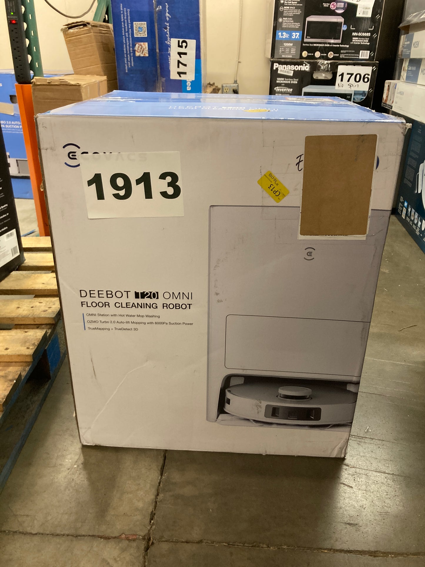 ECOVACS DEEBOT T20 Omni Robot Vacuum and Mop, Hot Water Mop Washing, Self-Emptying, Hot Air Drying, 6000Pa Suction, OZMO Turbo Spinning Mop with Auto Mop Lift, Obstacle Avoidance, YIKO Voice Assistant Default Title