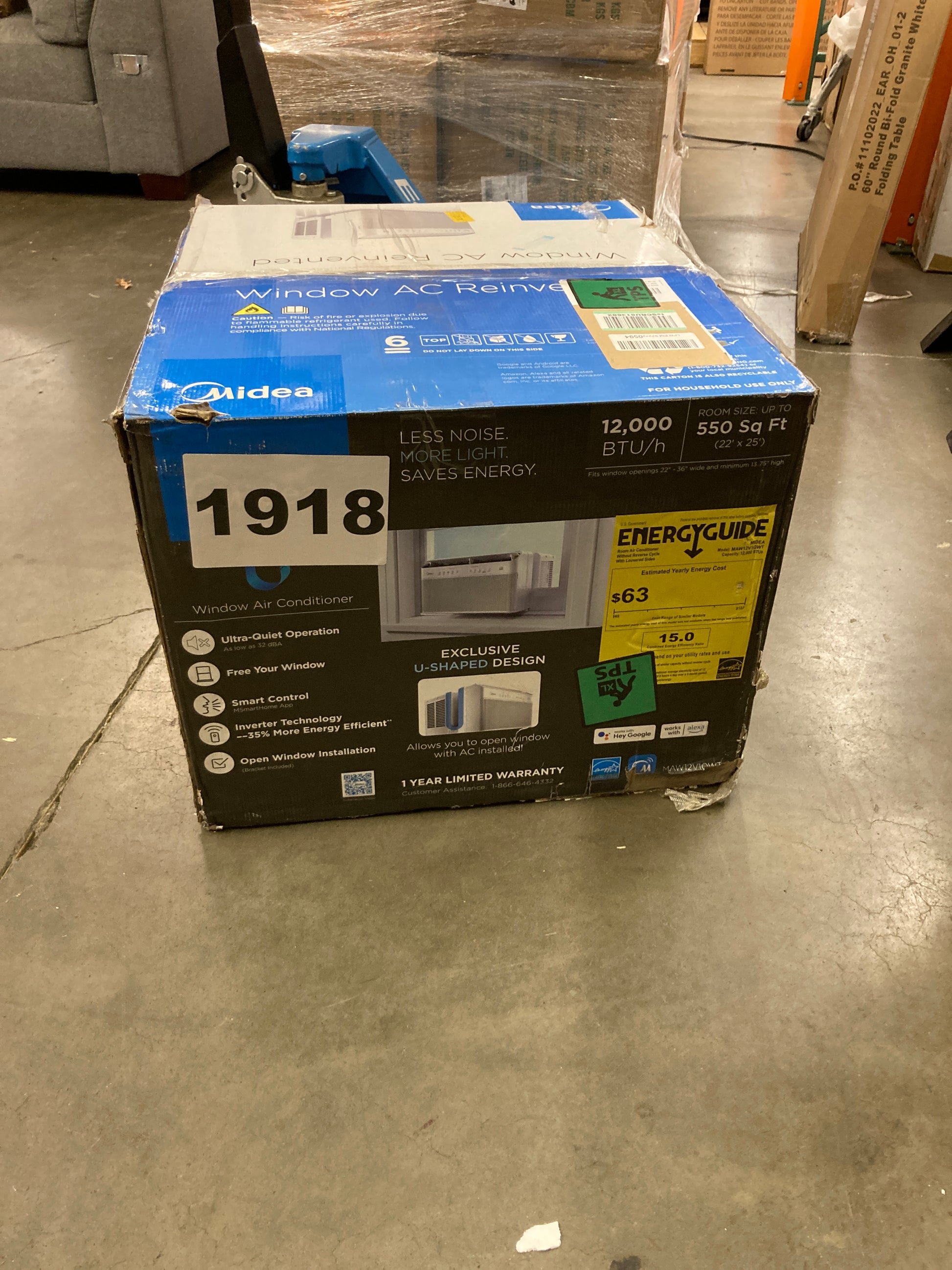 Midea 12,000 BTU U-Shaped Smart Inverter Window Air Conditioner–Cools up to 550 Sq. Ft., Ultra Quiet with Open Window Flexibility, Works with Alexa/Google Assistant, 35% Energy Savings, Remote Control - Retail $499 Default Title