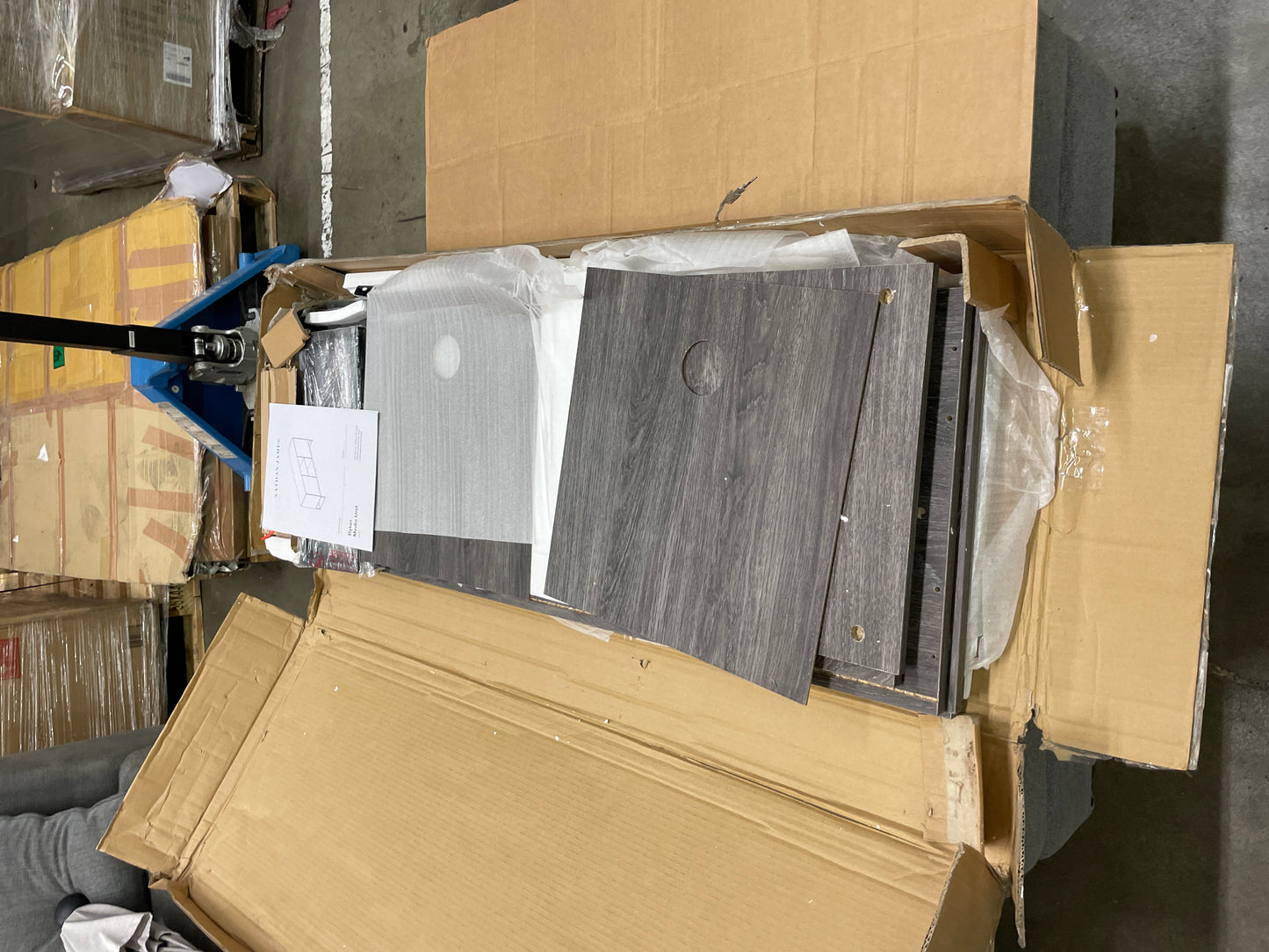 Nathan James Dylan Media Console Cabinet or TV Stand with Doors for Hidden Storage Herringbone Wood Pattern and Metal, Gray/Matte Black Length: 47" x Width: 16" x Height: 24" Default Title