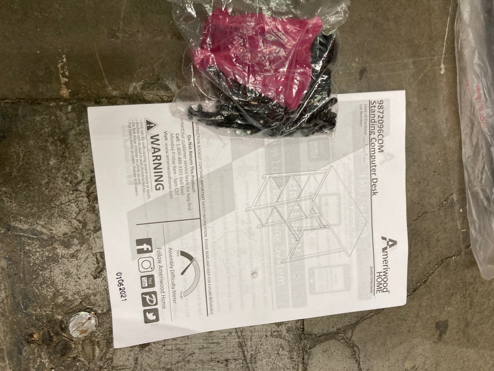 Ameriwood Home Coleton Standing Desk, Brown - Retail $159 Default Title