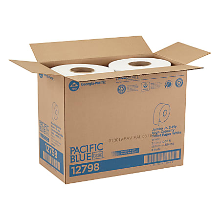 Pacific Blue Basic™ by GP PRO 12728 Jumbo Jr. 2-Ply High-Capacity Toilet Paper, Pack Of 8 Rolls