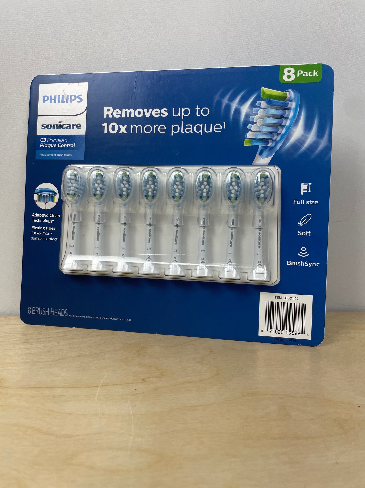 Philips Sonicare Premium Plaque Control, Replacement Electric Toothbrush Heads, Soft Bristle, 8-count