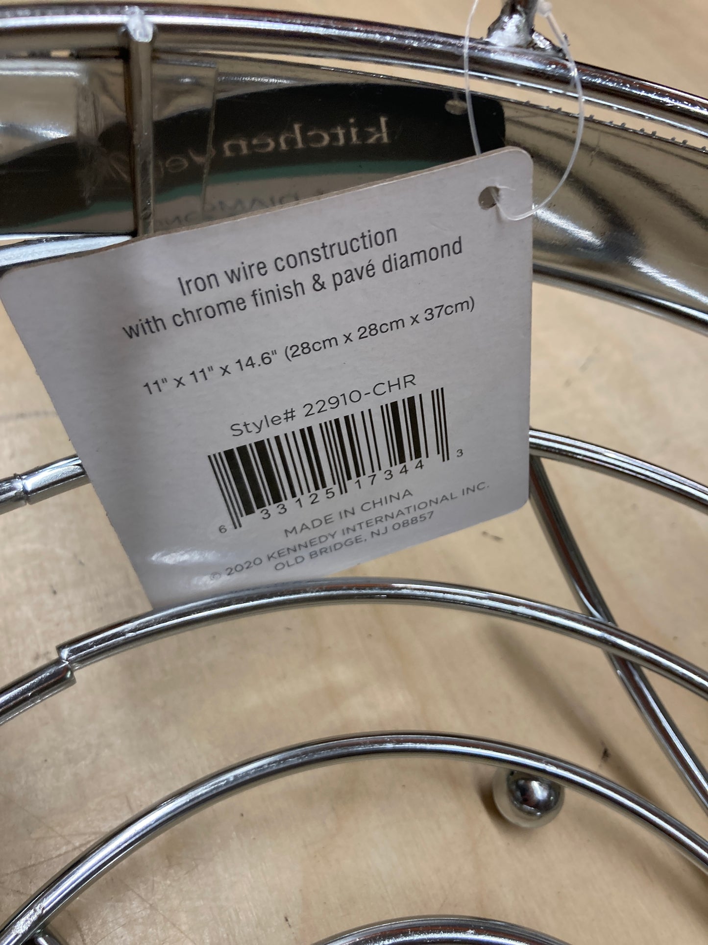 Kitchen Details Round Basket with Banana Tree Hanger, Countertop, Holds and Displays Fruits, Vegetables & Baked Goods, Pantry Storage & Organization, Pave Diamond Design Collection, Chrome Default Title