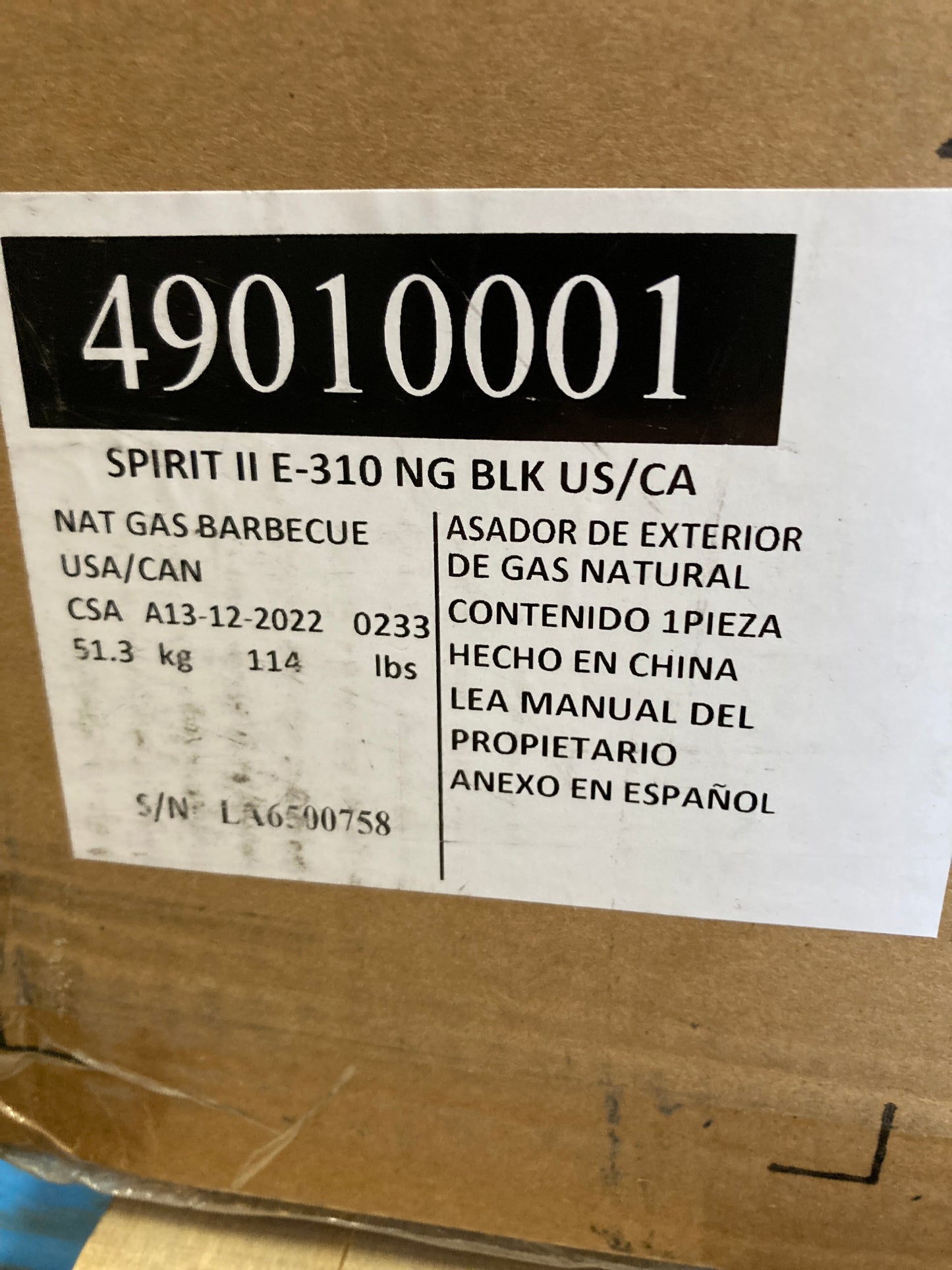 Weber Spirit II E-310 3-Burner Natural Gas Grill, Black - Retail $569 Default Title