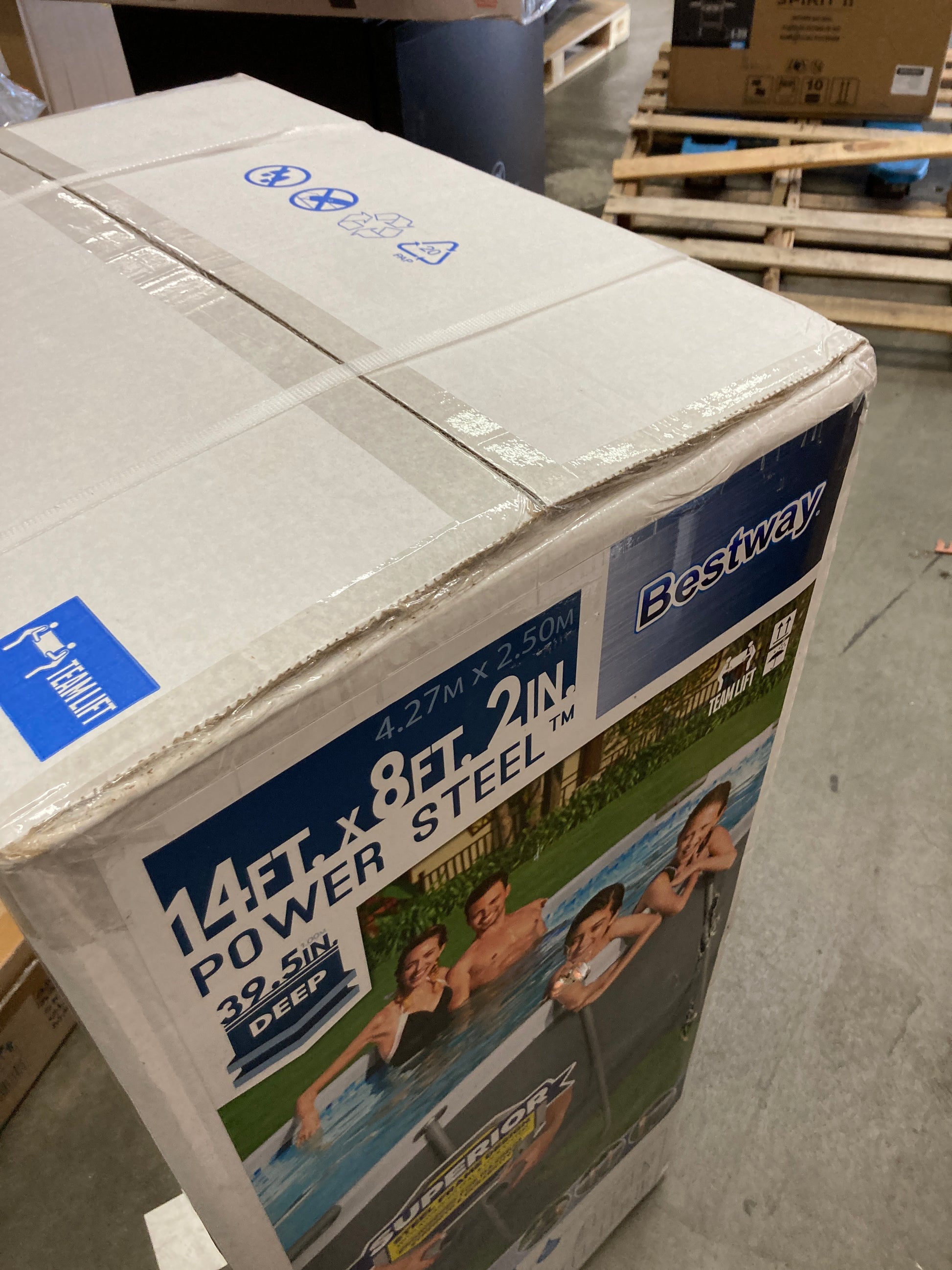 Bestway Power Steel 14' x 8'2" x 39.5" Oval Above Ground Pool Set | Includes 530gal Filter Pump, Ladder, ChemConnect Dispener Default Title