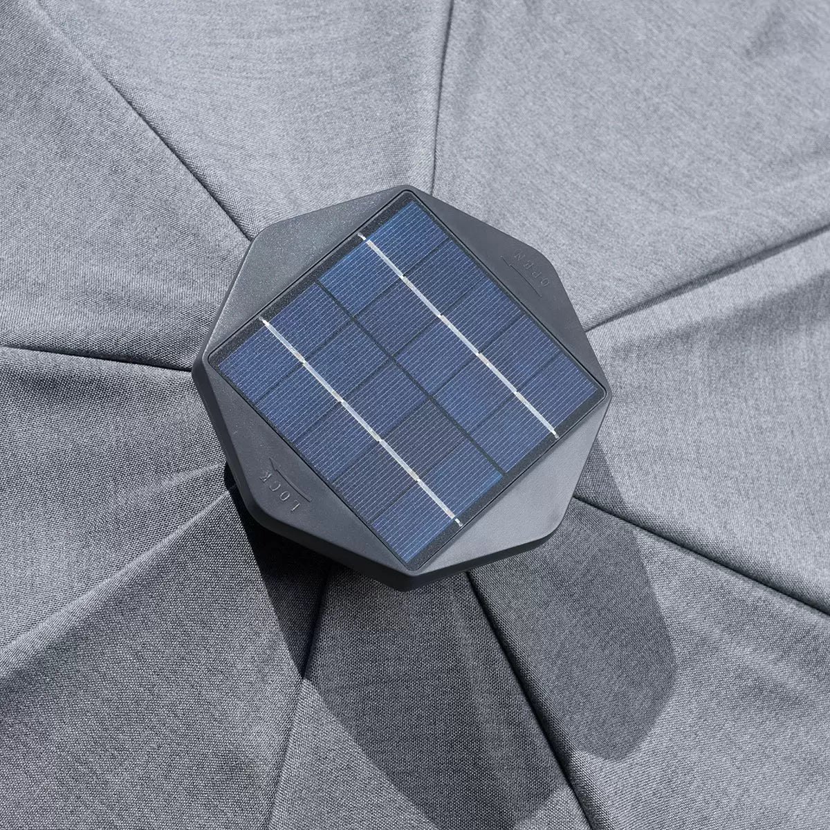 NEW - SunVilla Grey 10ft LED Aluminum Round Market Umbrella