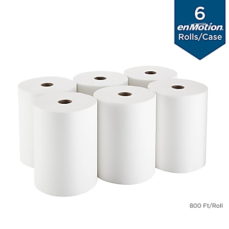enMotion® 89460 10" Paper Towel Rolls, 1-Ply, 10" x 800', White, 800 ft per Roll, 6 Rolls per Case