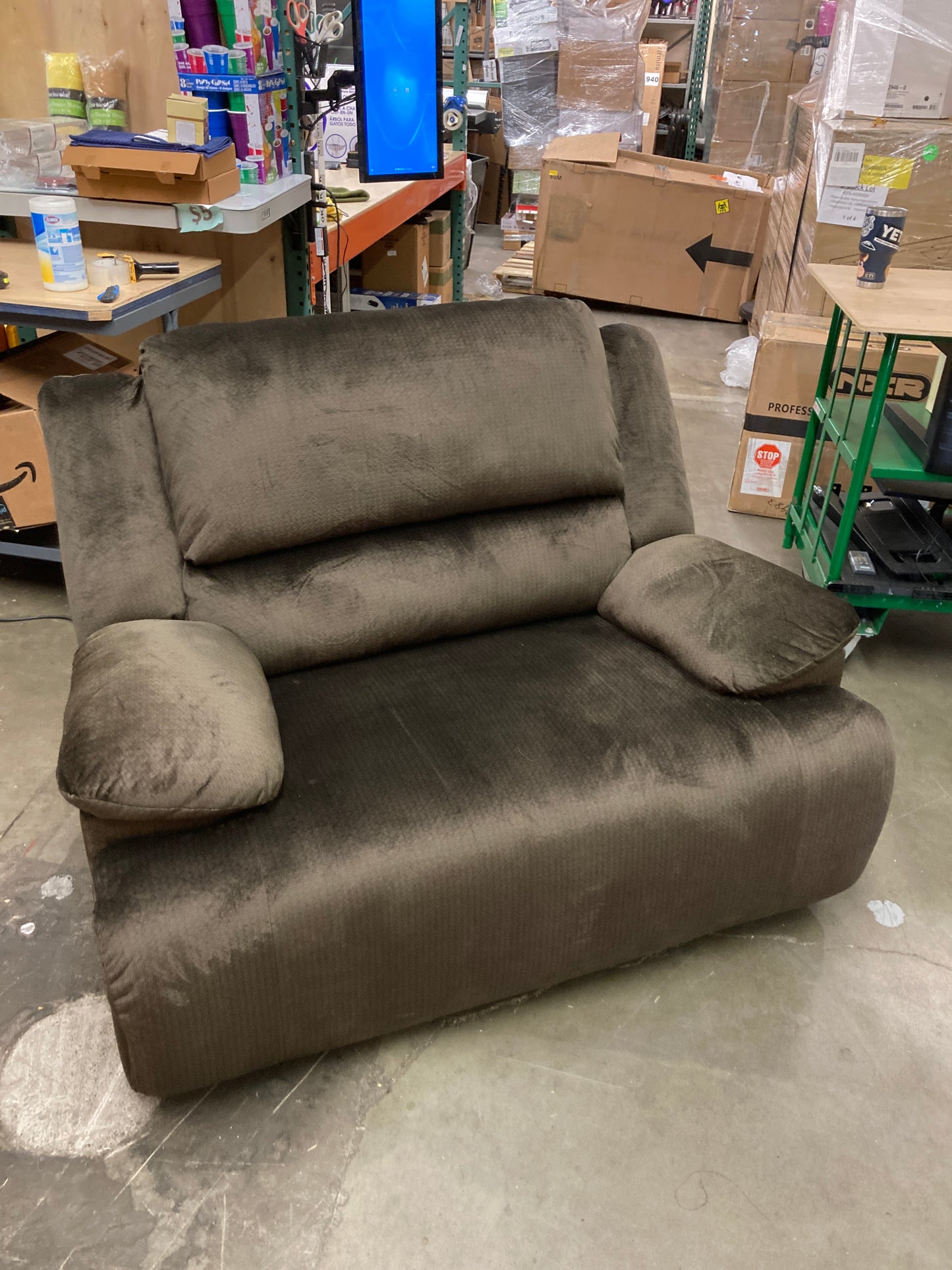Like NEW - Signature Design by Ashley Clonmel Microfiber Power Zero Wall Wide Seat Adjustable Recliner, Brown - Retail $889 Default Title
