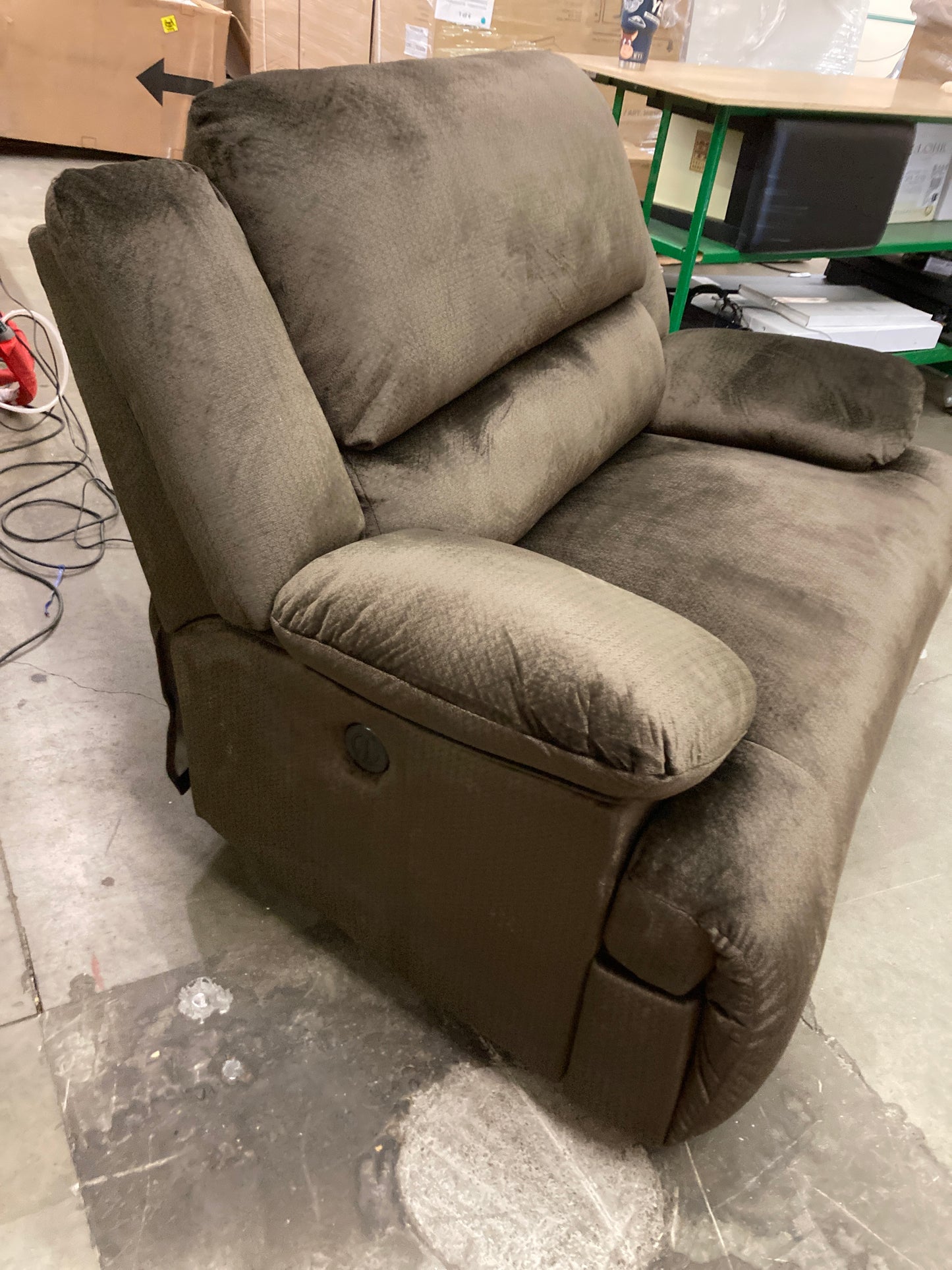 Like NEW - Signature Design by Ashley Clonmel Microfiber Power Zero Wall Wide Seat Adjustable Recliner, Brown - Retail $889 Default Title