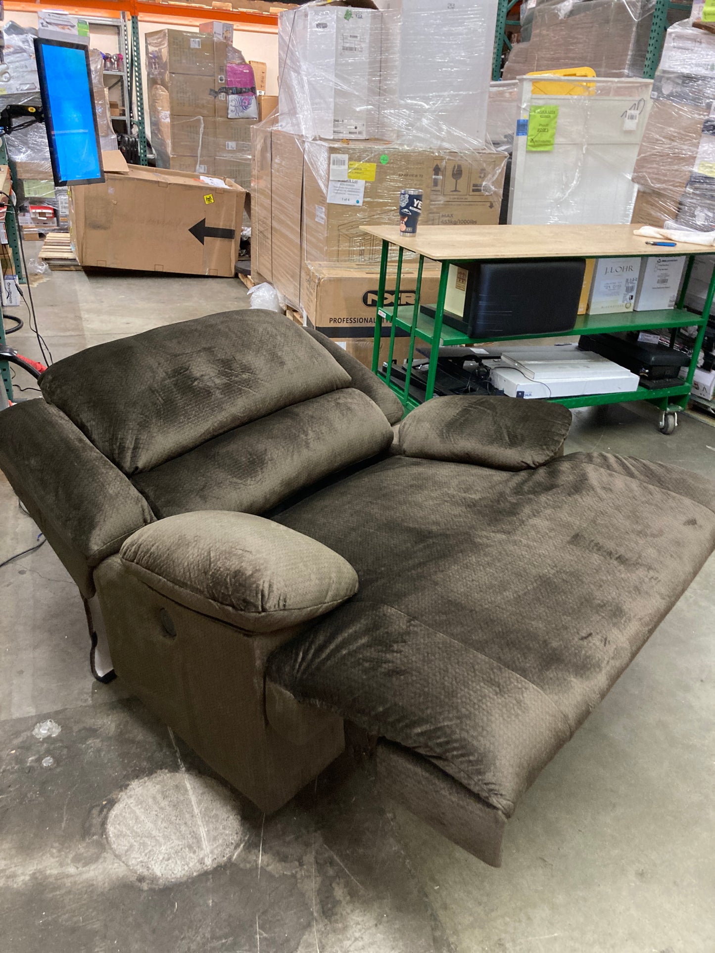 Like NEW - Signature Design by Ashley Clonmel Microfiber Power Zero Wall Wide Seat Adjustable Recliner, Brown - Retail $889 Default Title