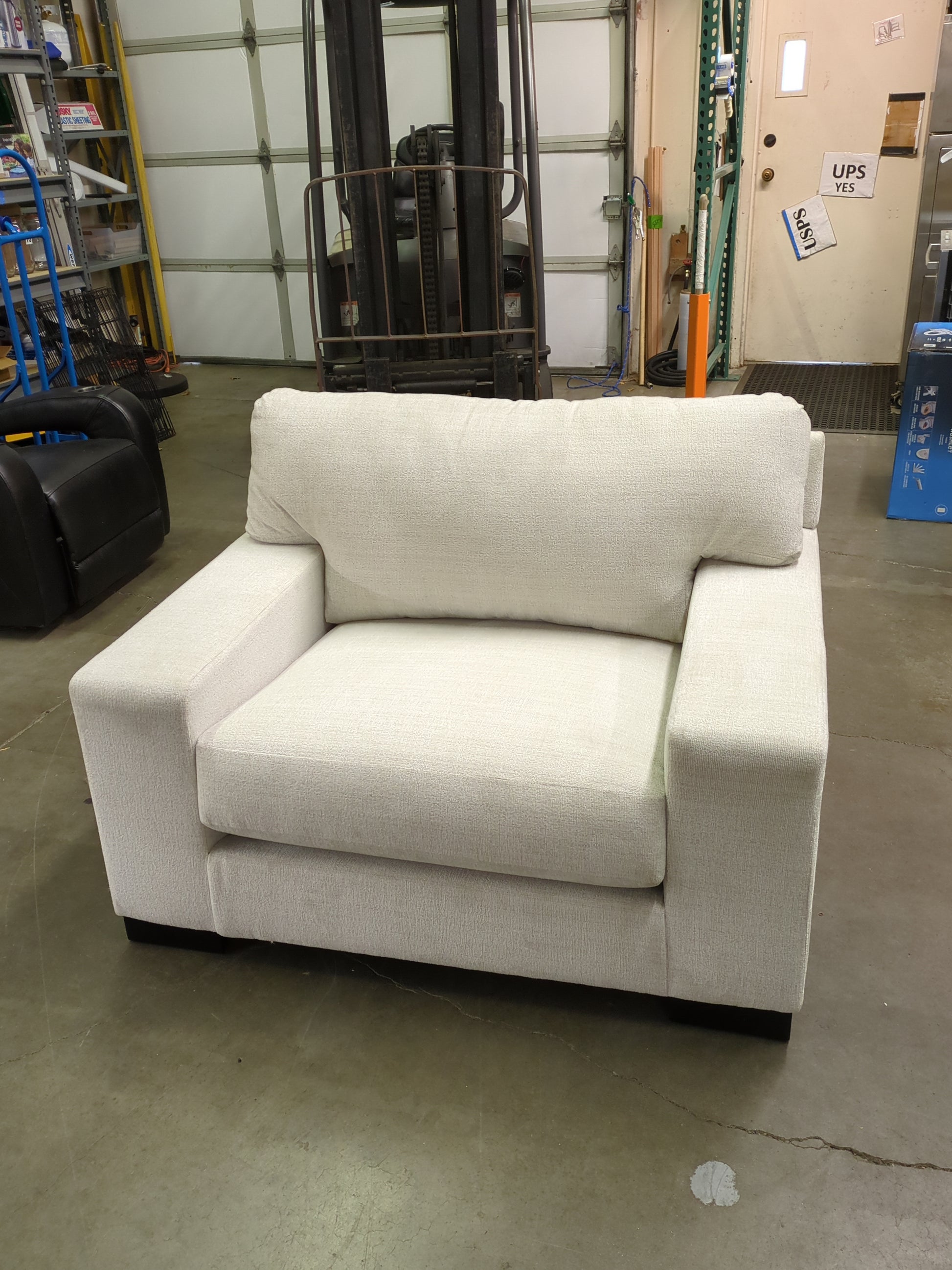 Signature Design by Ashley Maggie Contemporary Upholstered Chair and a Half, Beige - Retail $596