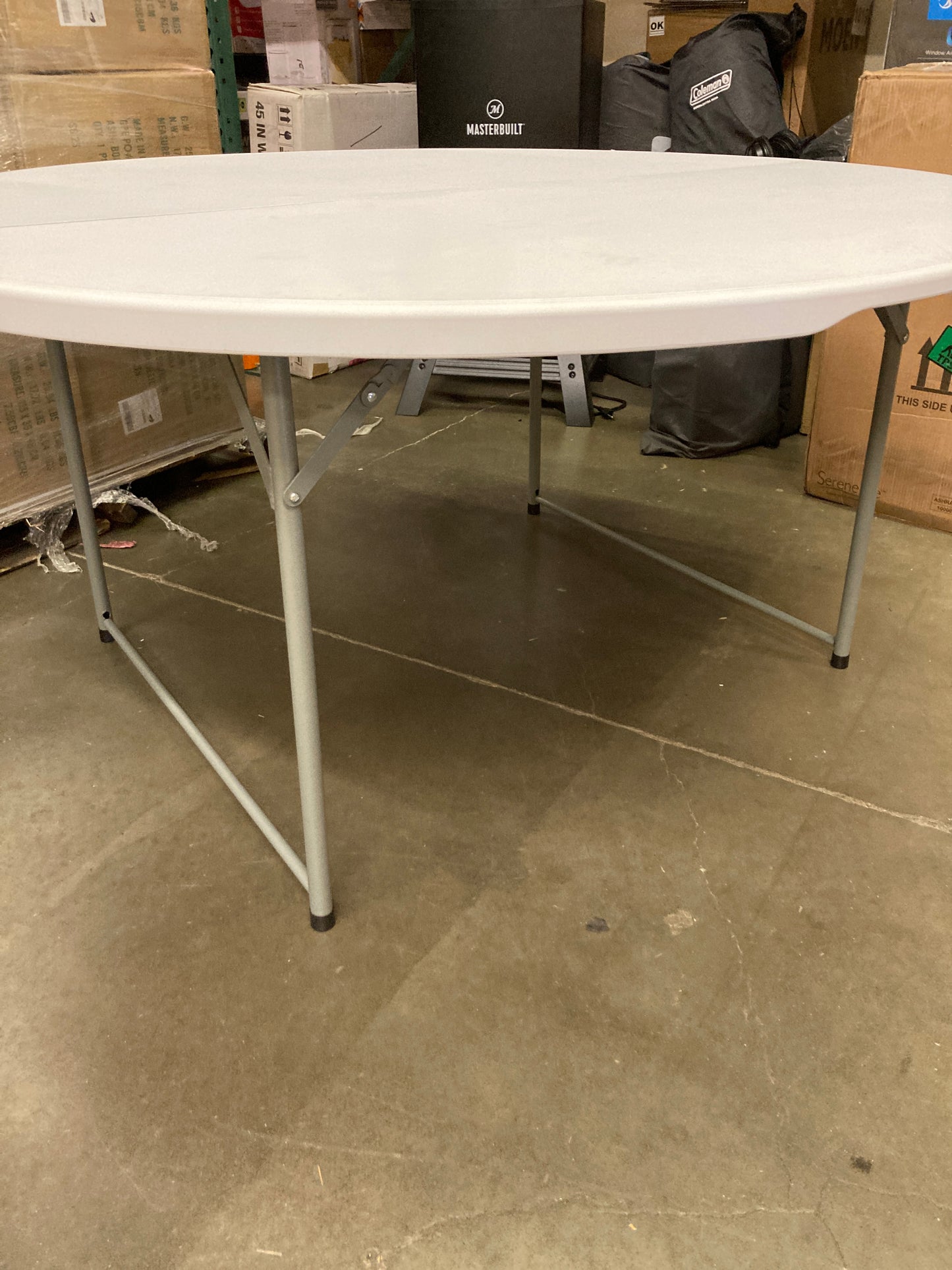 Flash Furniture Scarborough 5-Foot Round Bi-Fold Granite White Plastic Folding Table with Carrying Handle - Retail $120 Default Title