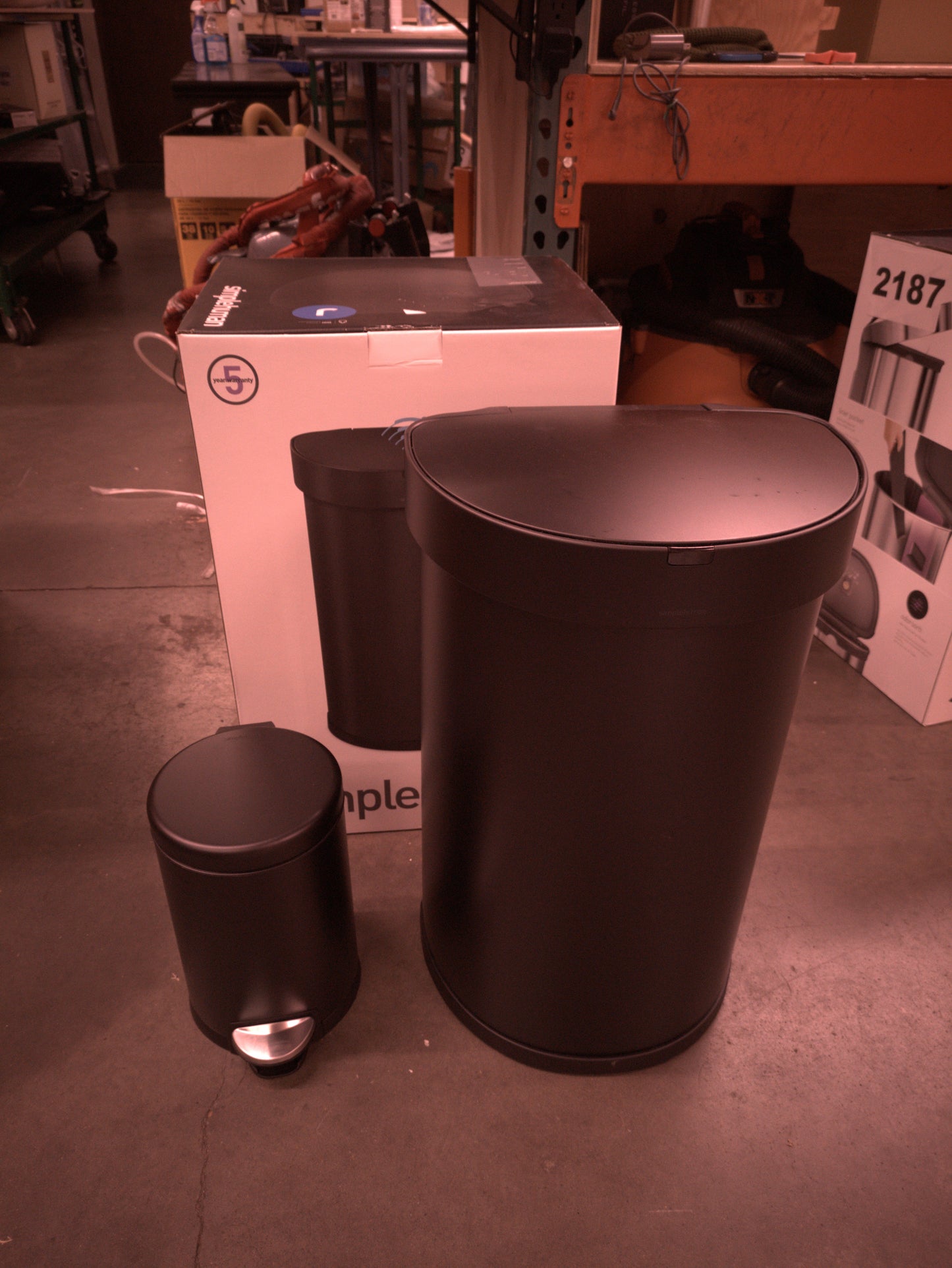 simplehuman 45L Semi Round Sensor Can and 4.5L Step Can with Odorsorb - Retail $149