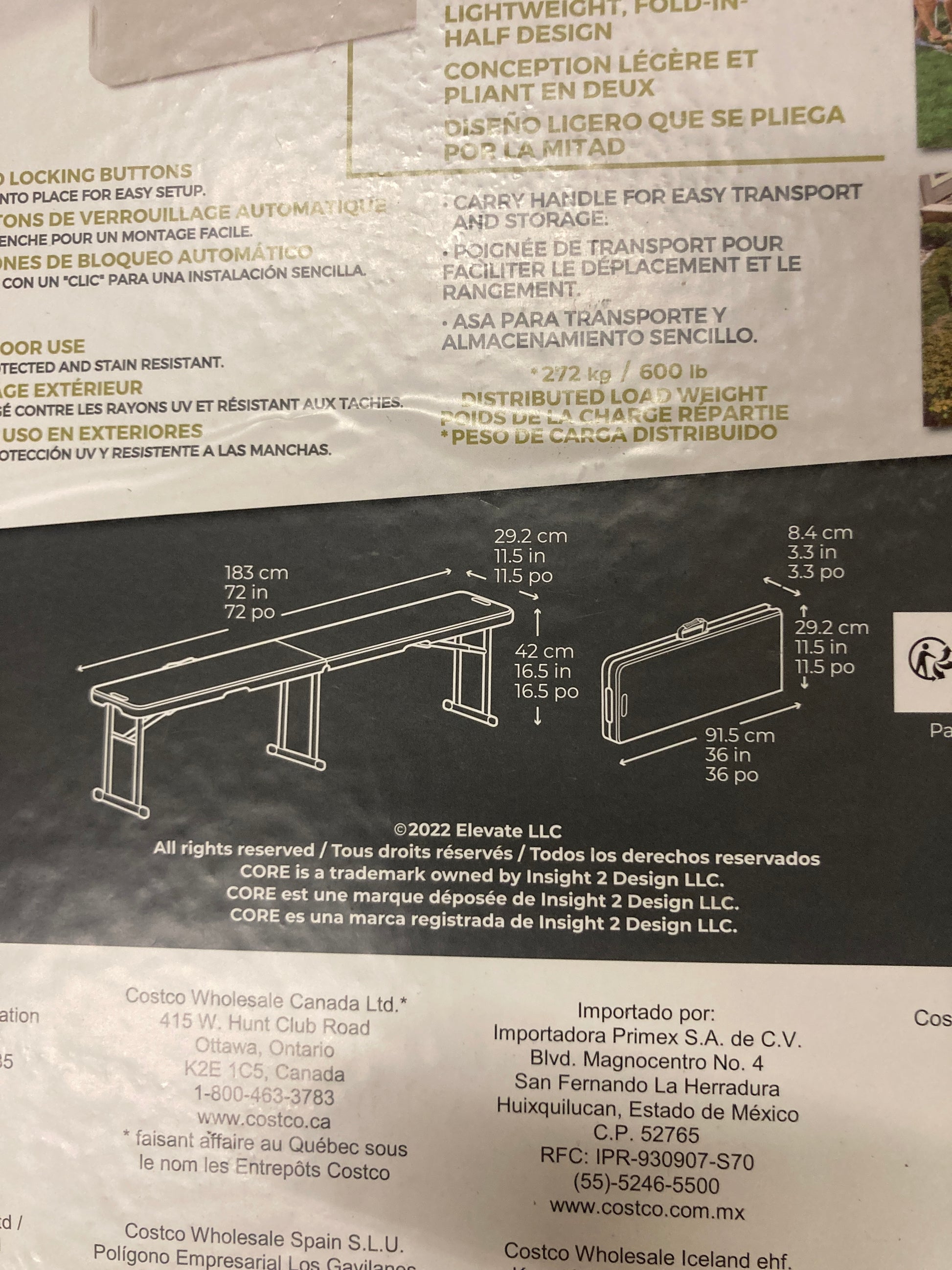 Core 6ft Folding Bench Default Title