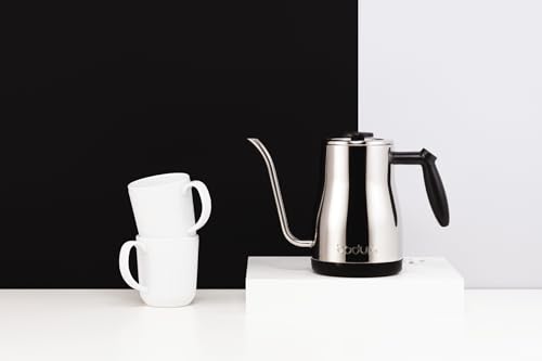 Bodum 34oz Bistro Gooseneck Electric Water Kettle, Pour Over Coffee & Tea, Polished Stainless Steel