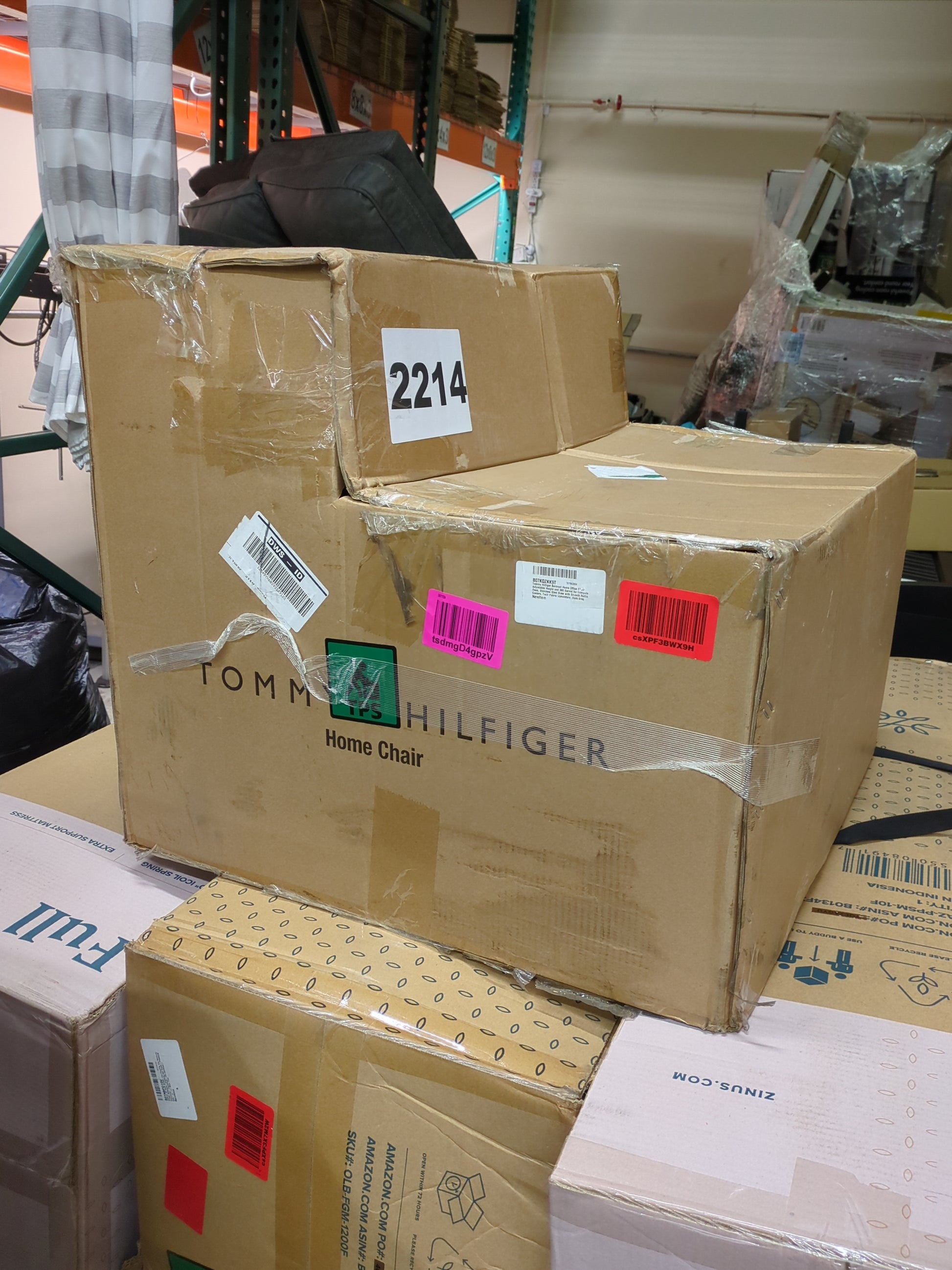 Tommy Hilfiger Belmont Home Office Chair Adjustable Height and 360 Swivel for Computer Desk, Stainless Steel Base with Smooth Rolling Casters, Twill Fabric Upholstery, Twill Fabric Dark Gray - Retail $285 Default Title