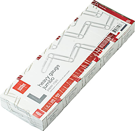Office Depot® Brand Paper Clips, 500 Total, Jumbo, Silver, 100 Per Box, Pack Of 5 Boxes