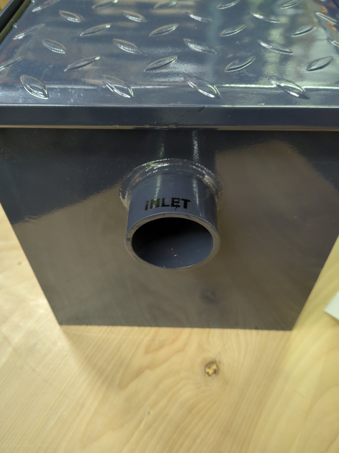 John Boos GT-8 Carbon Steel Grease Interceptor, 14.2" Long by 11.2" Tall by 10.5" Wide, 8 lbs Grease Capacity - Retail $171