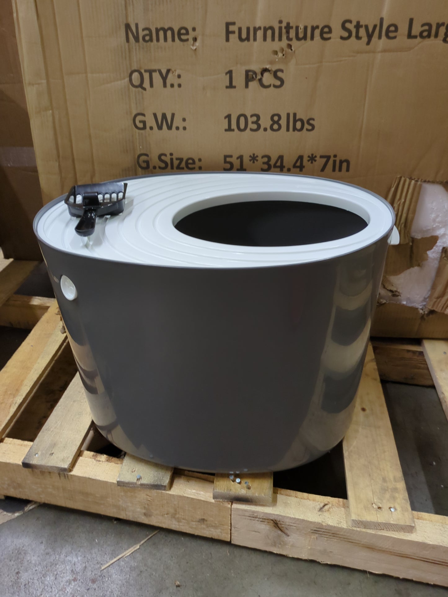 IRIS Top Entry Cat Litter Box, Large, Dark Gray/White - Retail $27