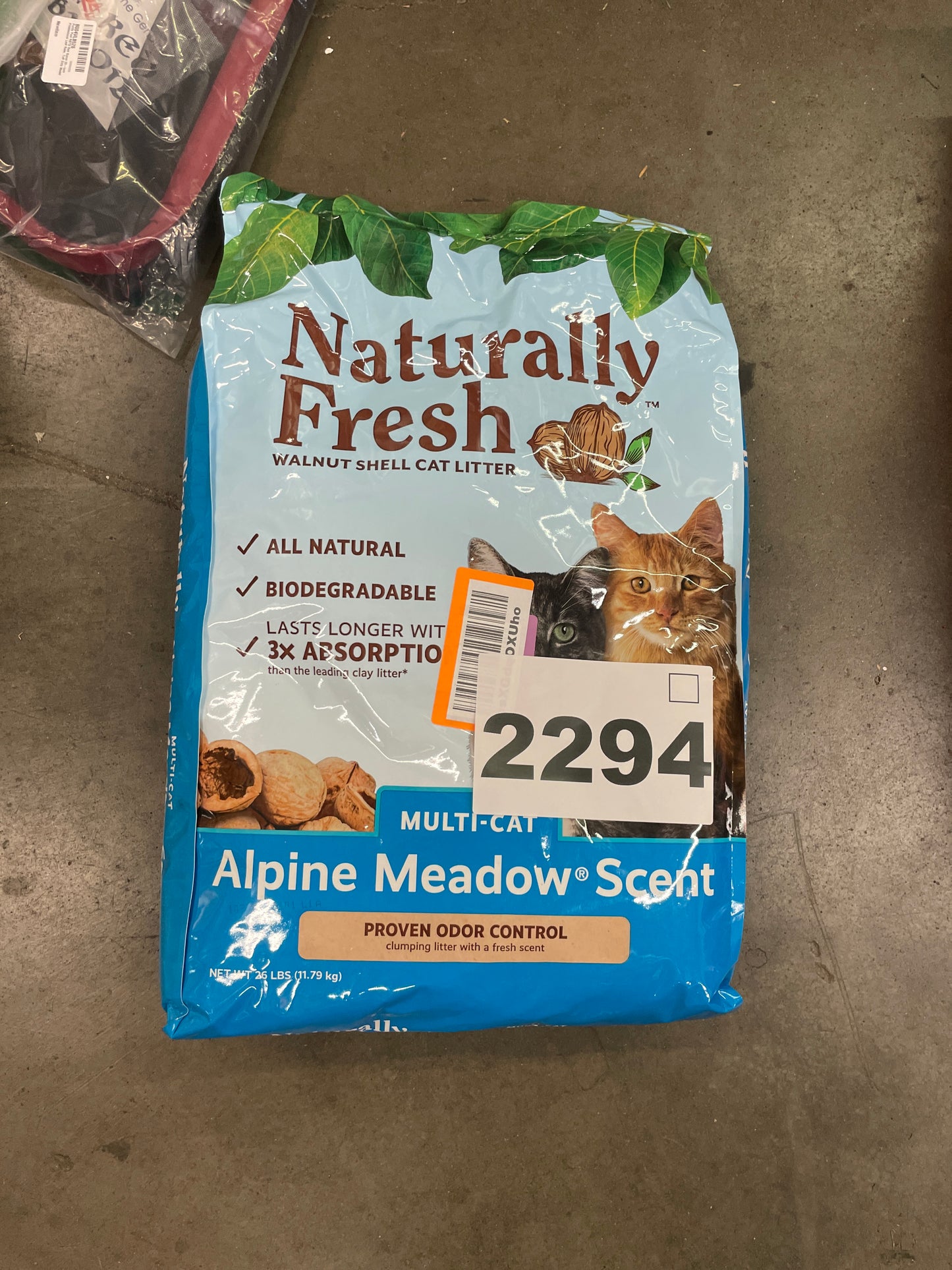 Eco-Shell Naturally Fresh Cat Litter Made From Walnut Shells, Multi-Cat, Alpine Meadow, Scented, Biodegradable, Dust-Free, Sustainable, 26 Lbs - Retail $26