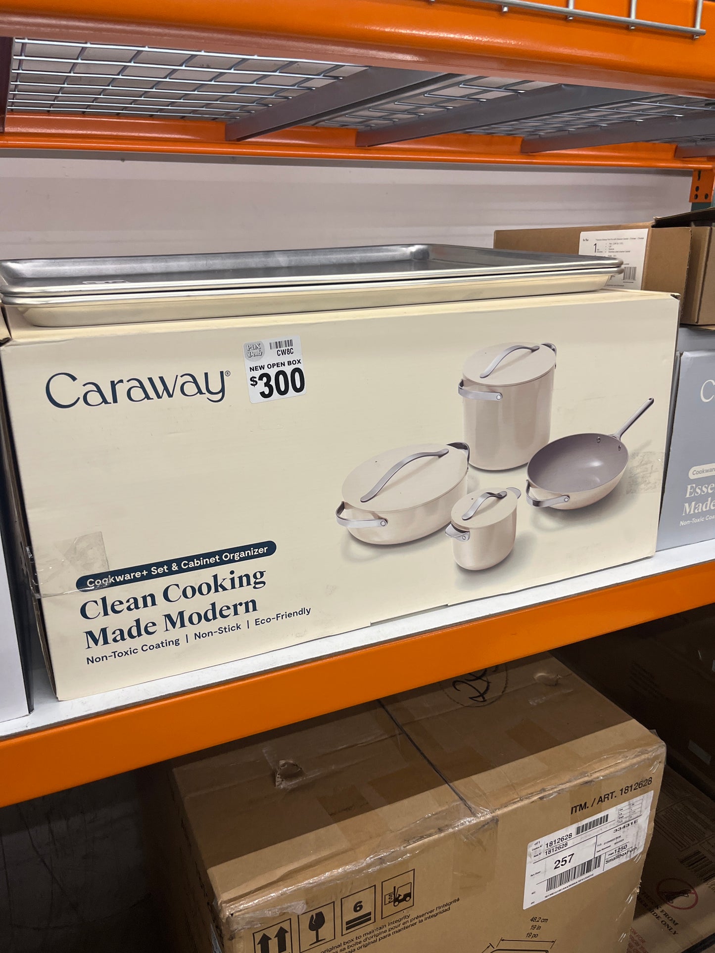 NEW - CARAWAY HOME 8-Piece Ceramic Nonstick Cookware Set in Cream