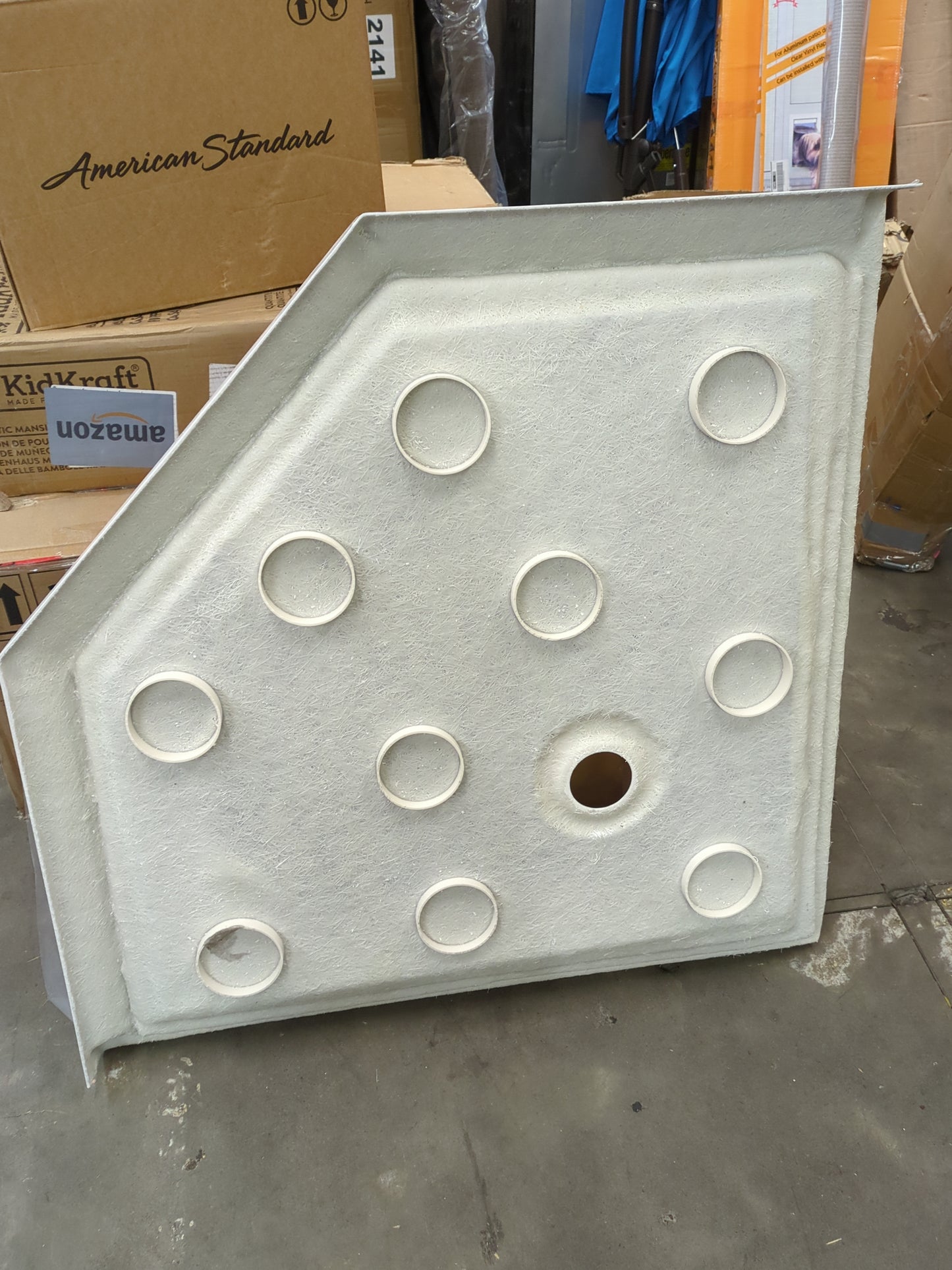 DreamLine SlimLine 42 in. D x 42 in. W x 2 3/4 in. H Corner Drain Neo-Angle Shower Base in White, DLT-2042420 - Retail $379