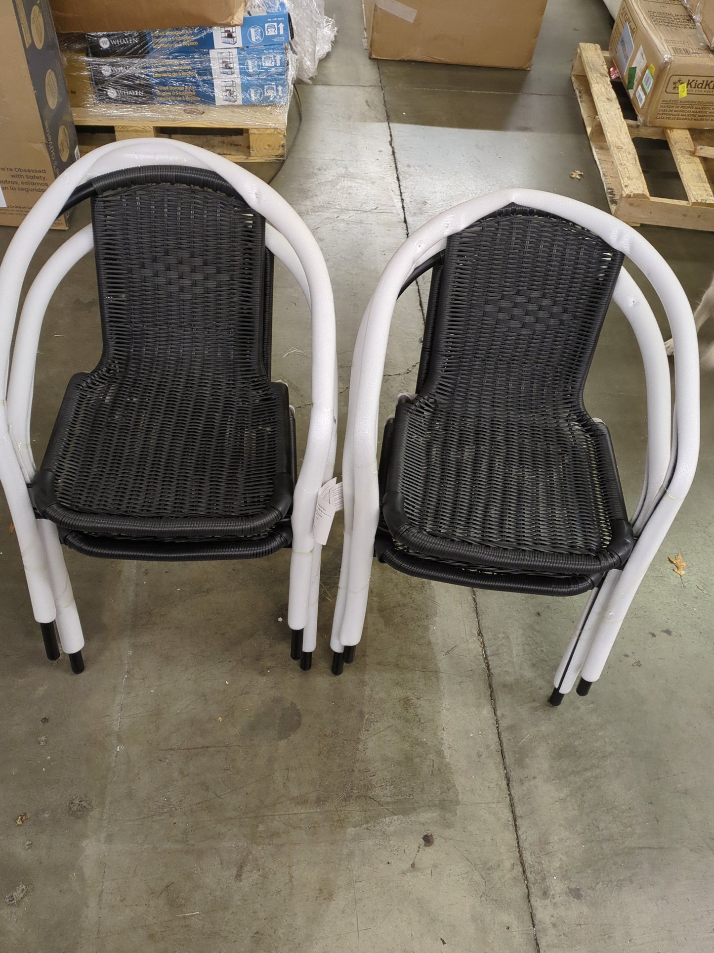 Flash Furniture Lila 4 Pack Black Rattan Indoor-Outdoor Restaurant Stack Chair | Versatile and Stylish Seating - Retail $169