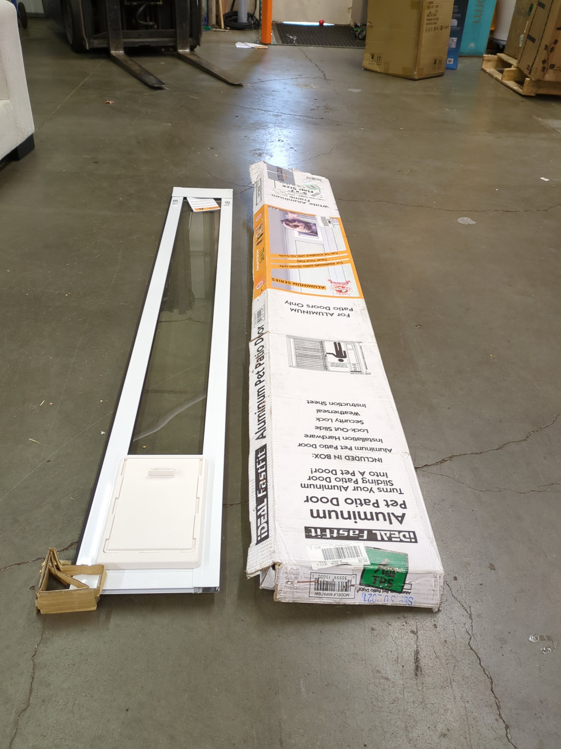 Ideal Pet Products Aluminum Pet Patio Door, Adjustable Height 77-5/8" To 80-3/8", 15" x 20" Flap Size, White - Retail $159