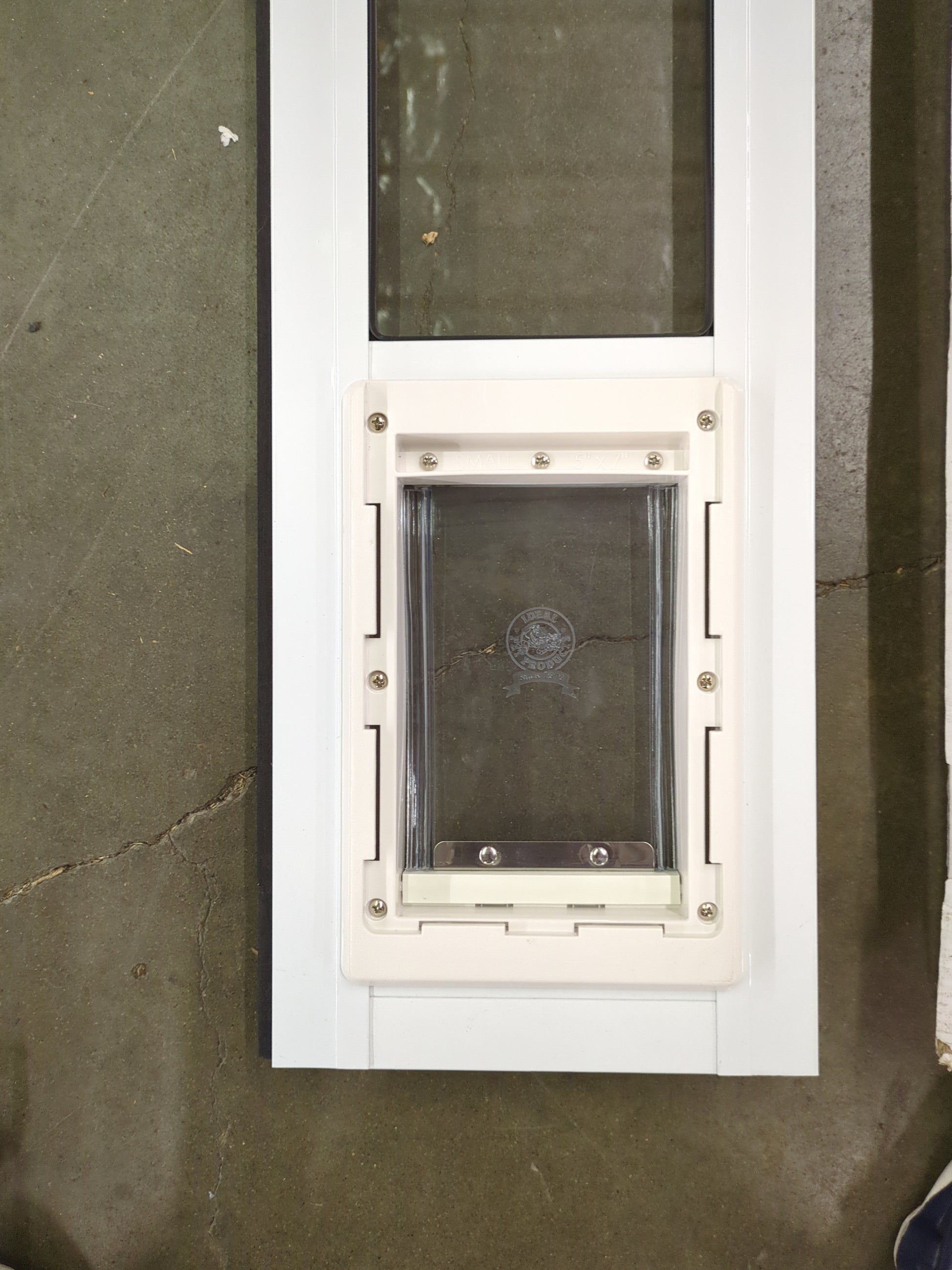 Ideal Pet Products Aluminum Pet Patio Door, Adjustable Height 77-5/8" To 80-3/8", 15" x 20" Flap Size, White - Retail $159