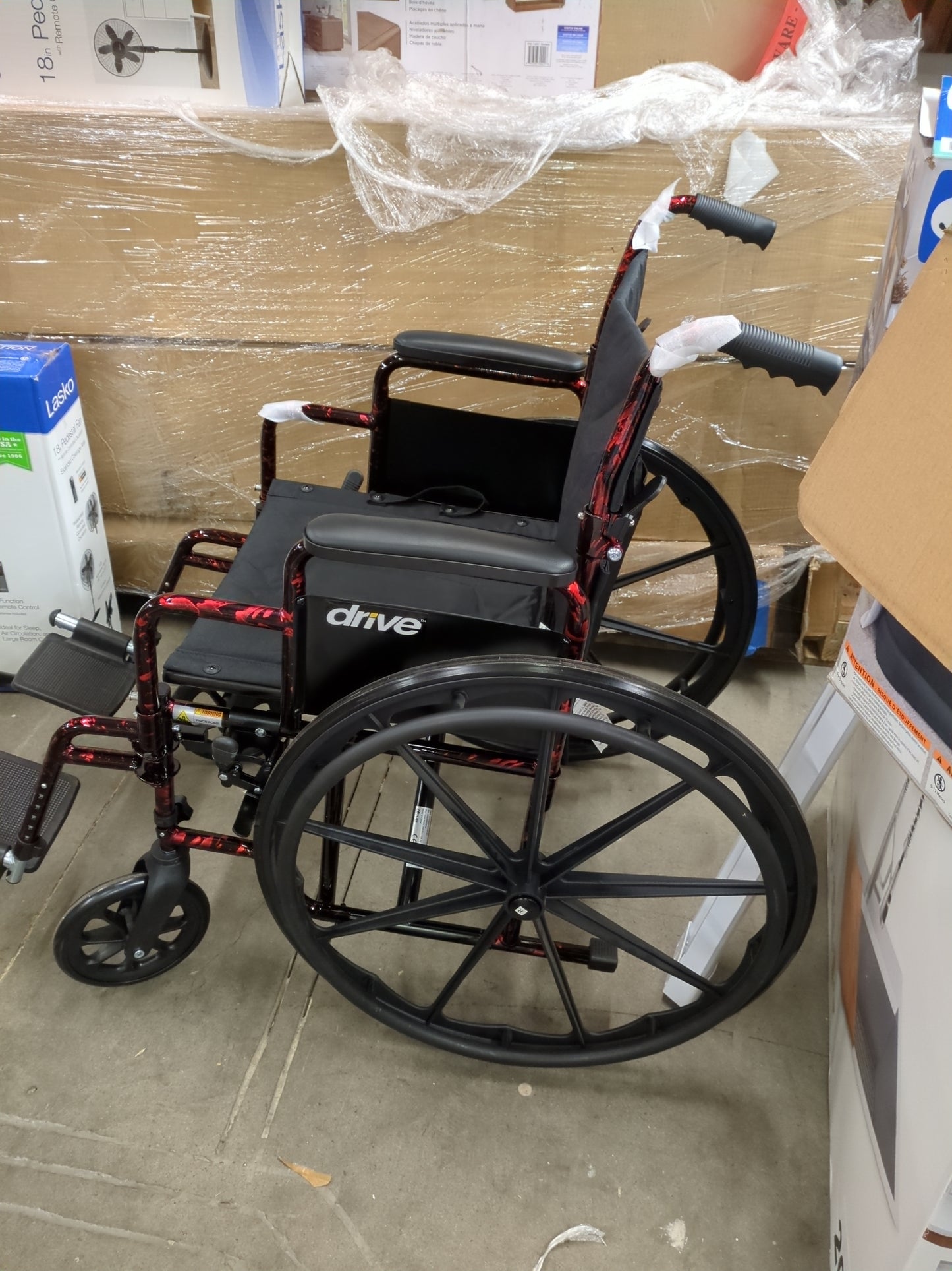Drive Medical RTLREB18DDA-SF Rebel Lightweight Wheelchair with Swing-Away Footrest, Red - Retail $155