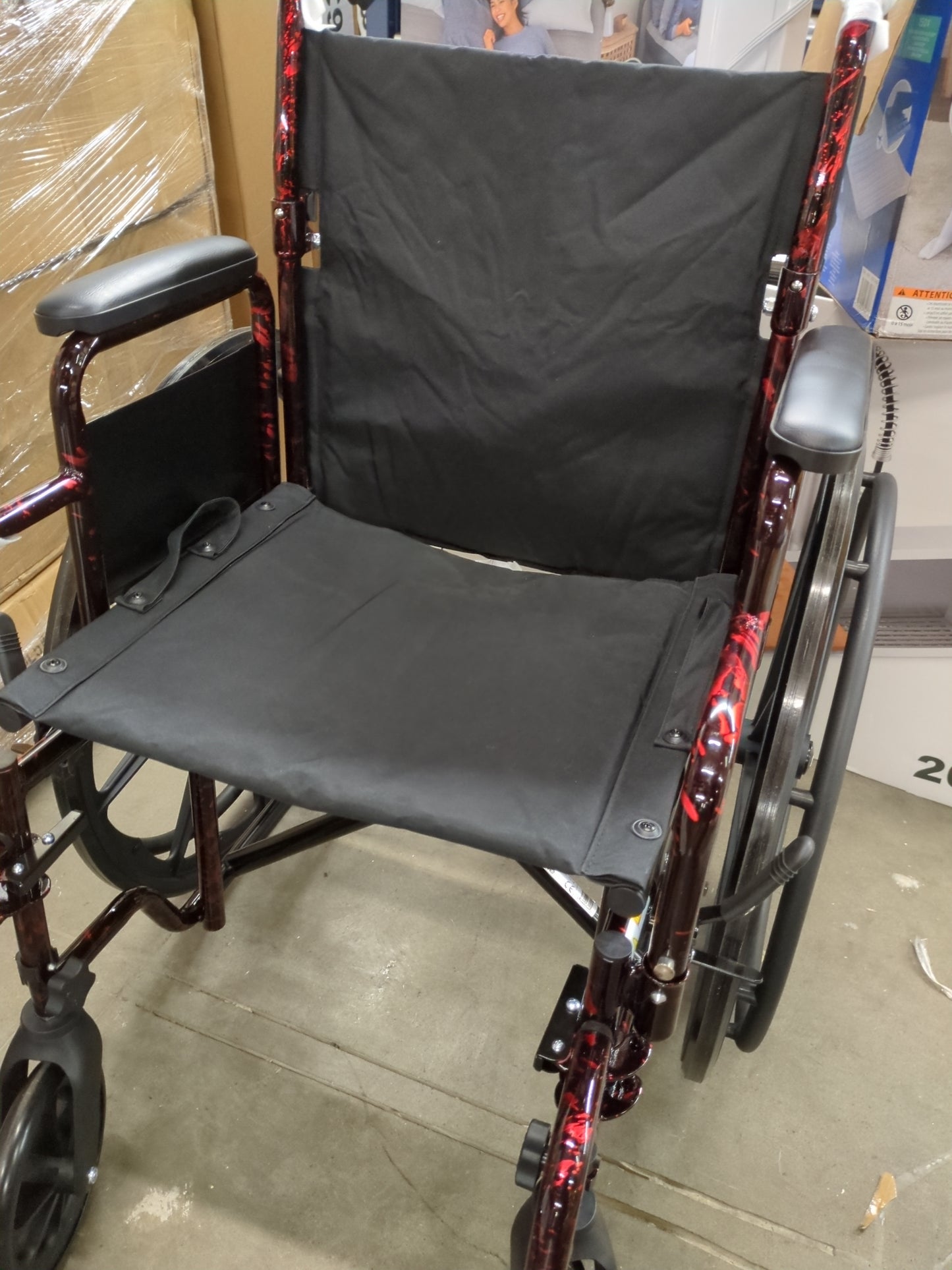Drive Medical RTLREB18DDA-SF Rebel Lightweight Wheelchair with Swing-Away Footrest, Red - Retail $155