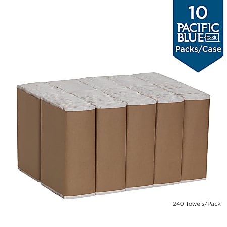 Pacific Blue Basic® by GP PRO, 1-Ply, C-Fold Paper Towels, 10.1" X 12.7", 100% Recycled, White, 240 Sheets per Pack, 10 Packs Per Case - Retail $51