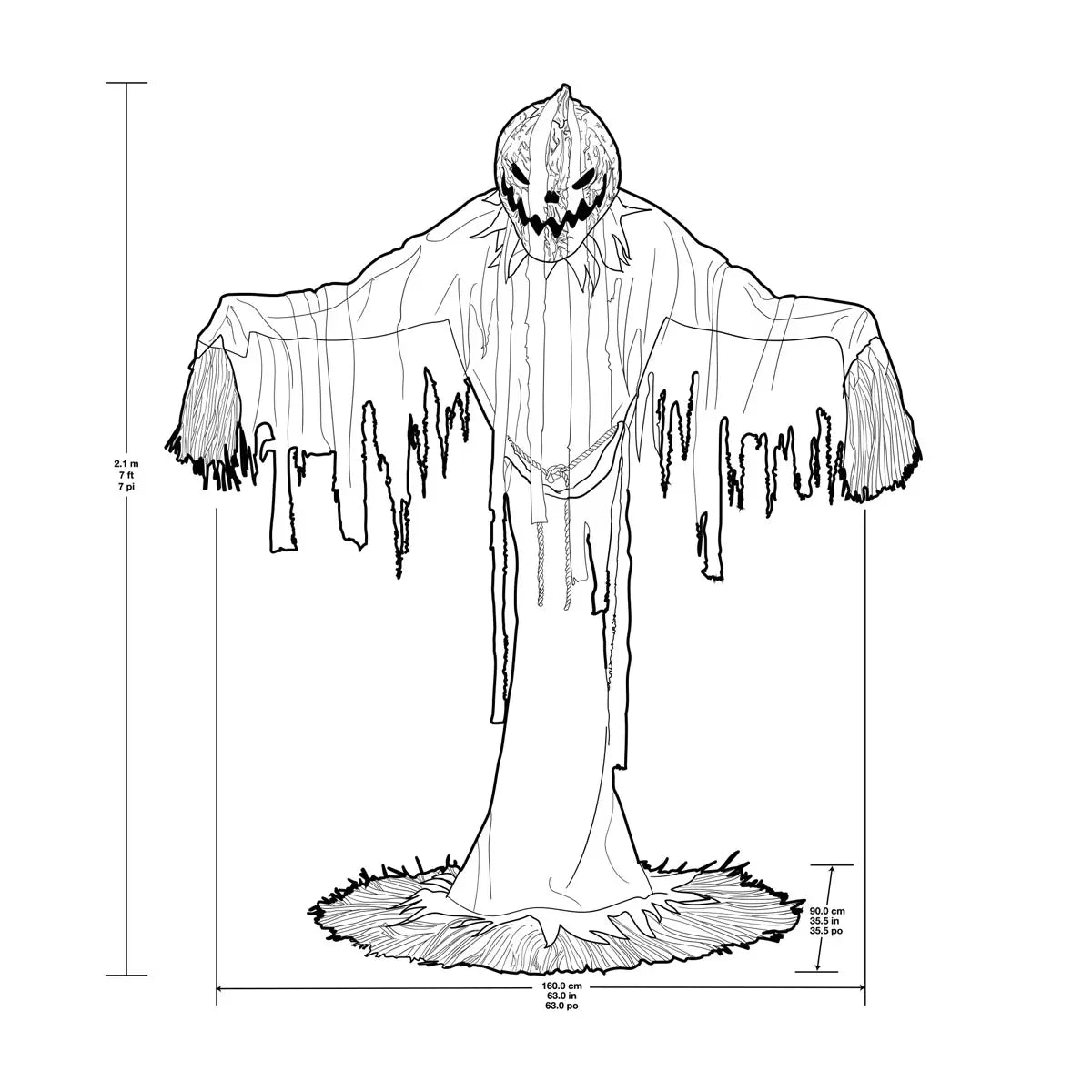 NEW - Halloween 7ft Animated Pumpkin Scarecrow - Retail $199