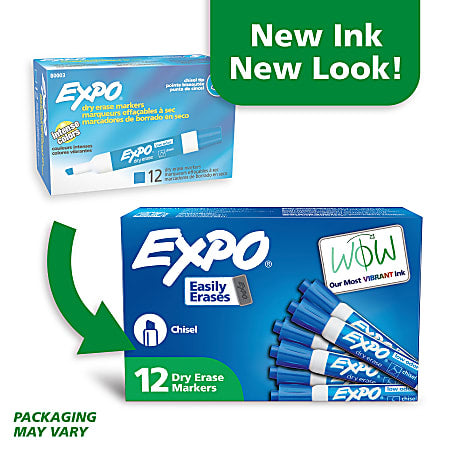 EXPO® Low-Odor Dry-Erase Markers, Chisel Point, Blue, Pack Of 12
