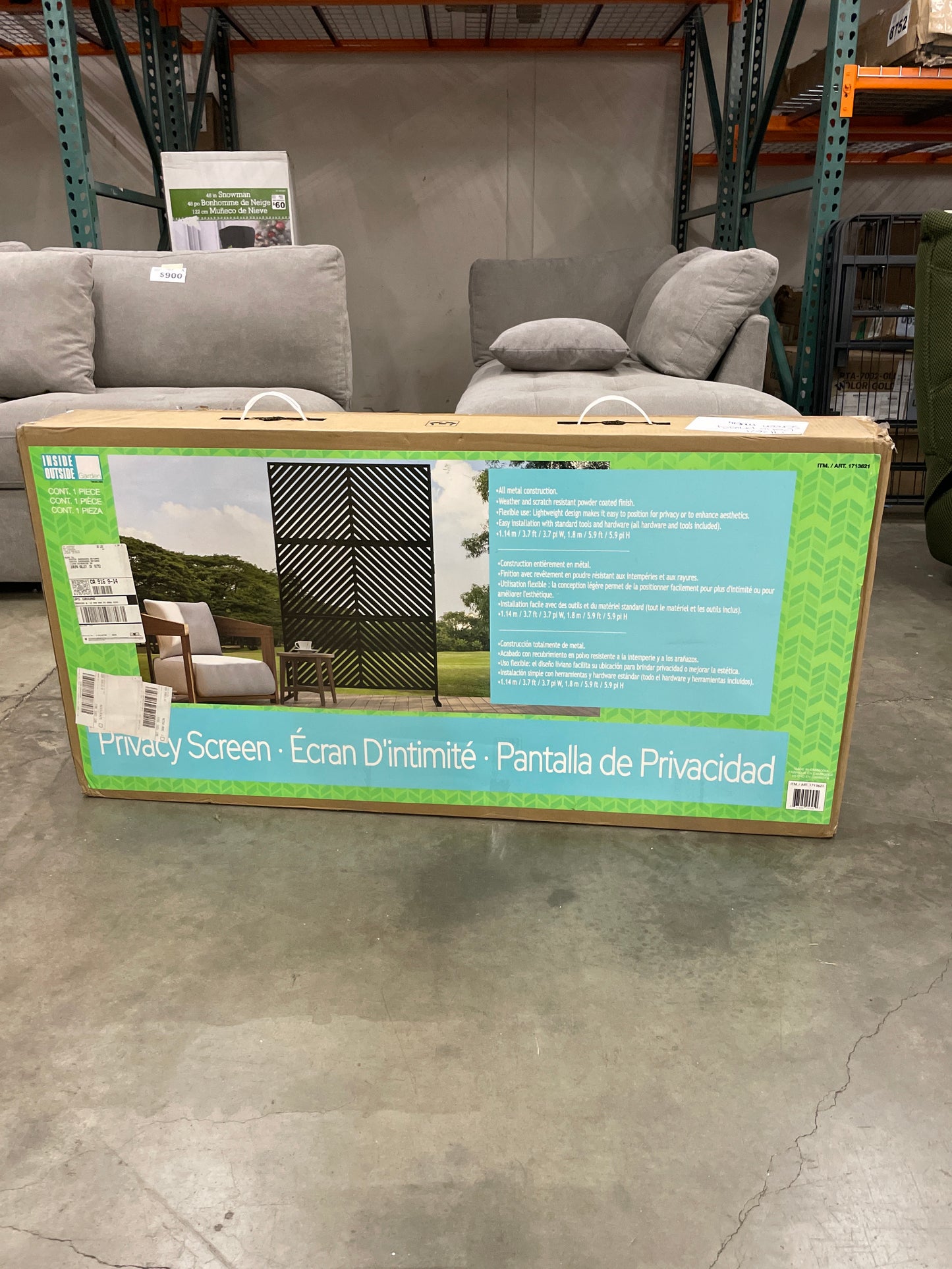 71 in Metal Patio Privacy Screen - Retail $199