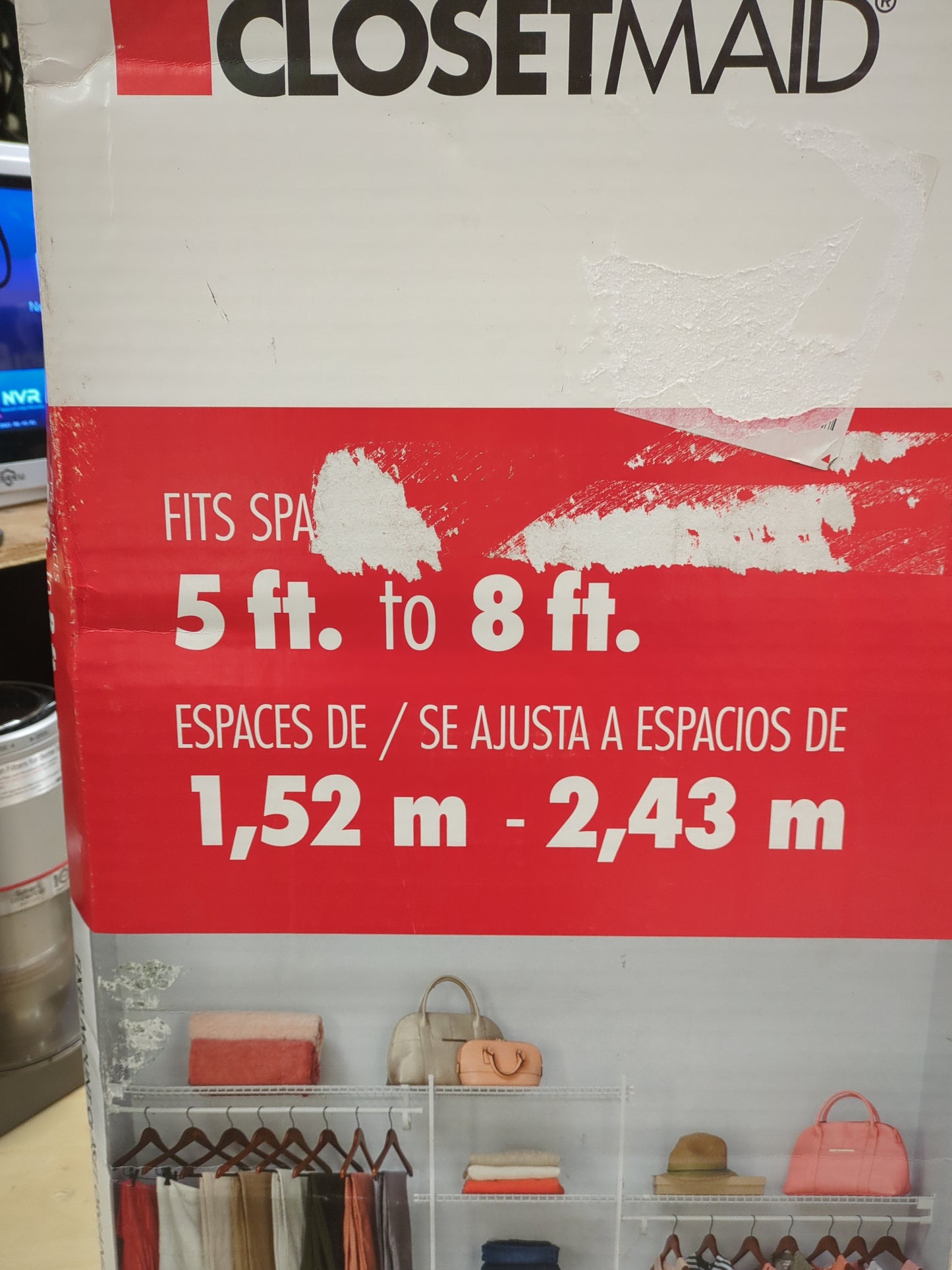 ClosetMaid - SuperSlide 5'-8',  12.9" x 96" x 86.3" Wire Steel Closet System Kit - Retail $129
