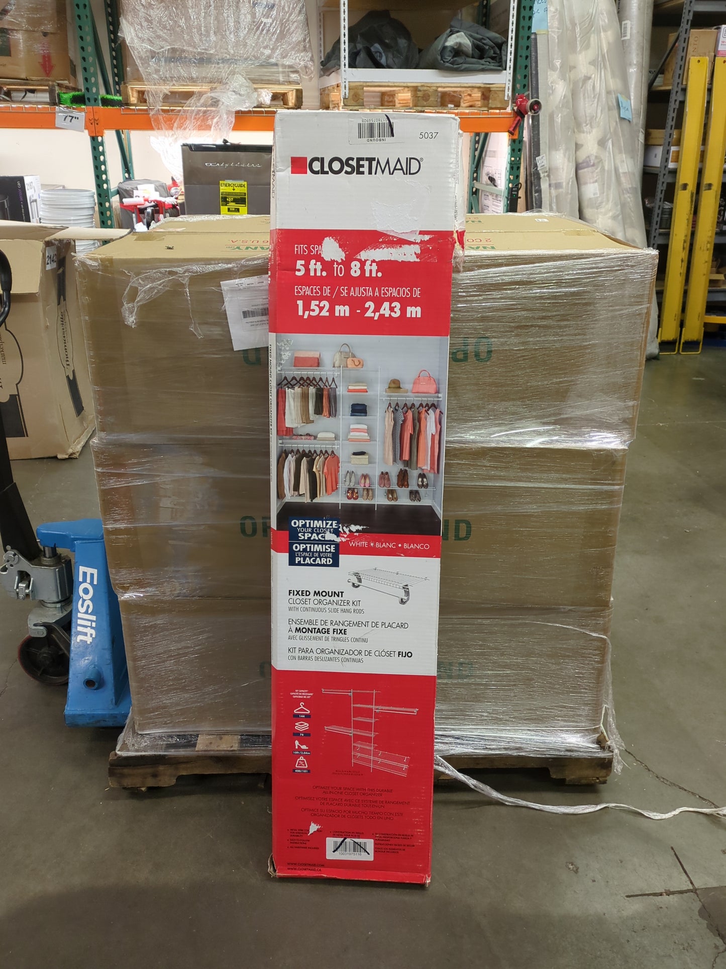 ClosetMaid - SuperSlide 5'-8',  12.9" x 96" x 86.3" Wire Steel Closet System Kit - Retail $129