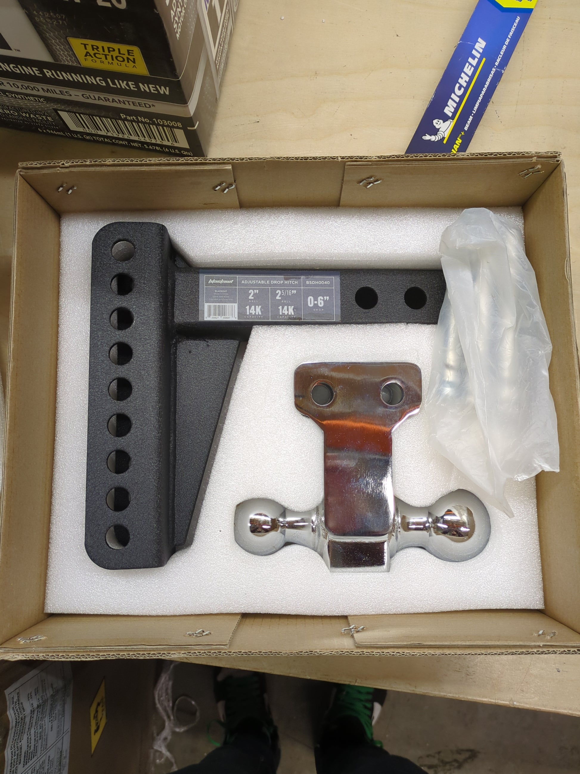 Trailer Valet 14,000 lbs Capacity  Steel Drop Hitch, 0-6" Drop, 2" and 2-5/16" Ball - Retail $119