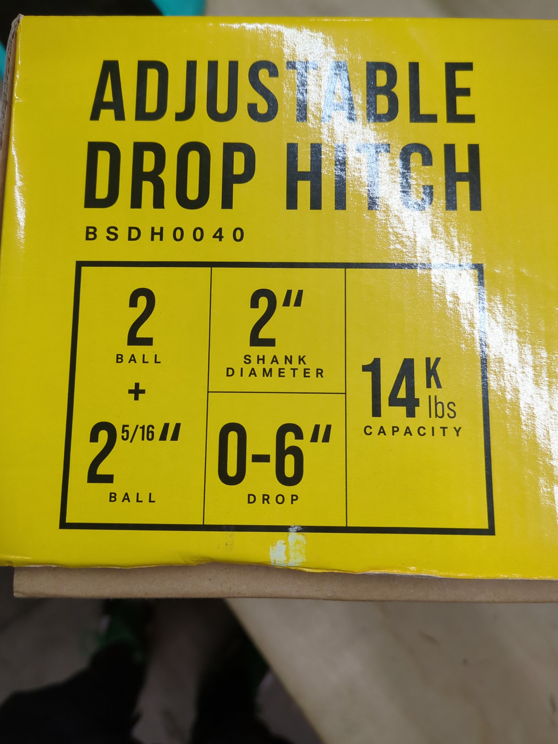 Trailer Valet 14,000 lbs Capacity  Steel Drop Hitch, 0-6" Drop, 2" and 2-5/16" Ball - Retail $119