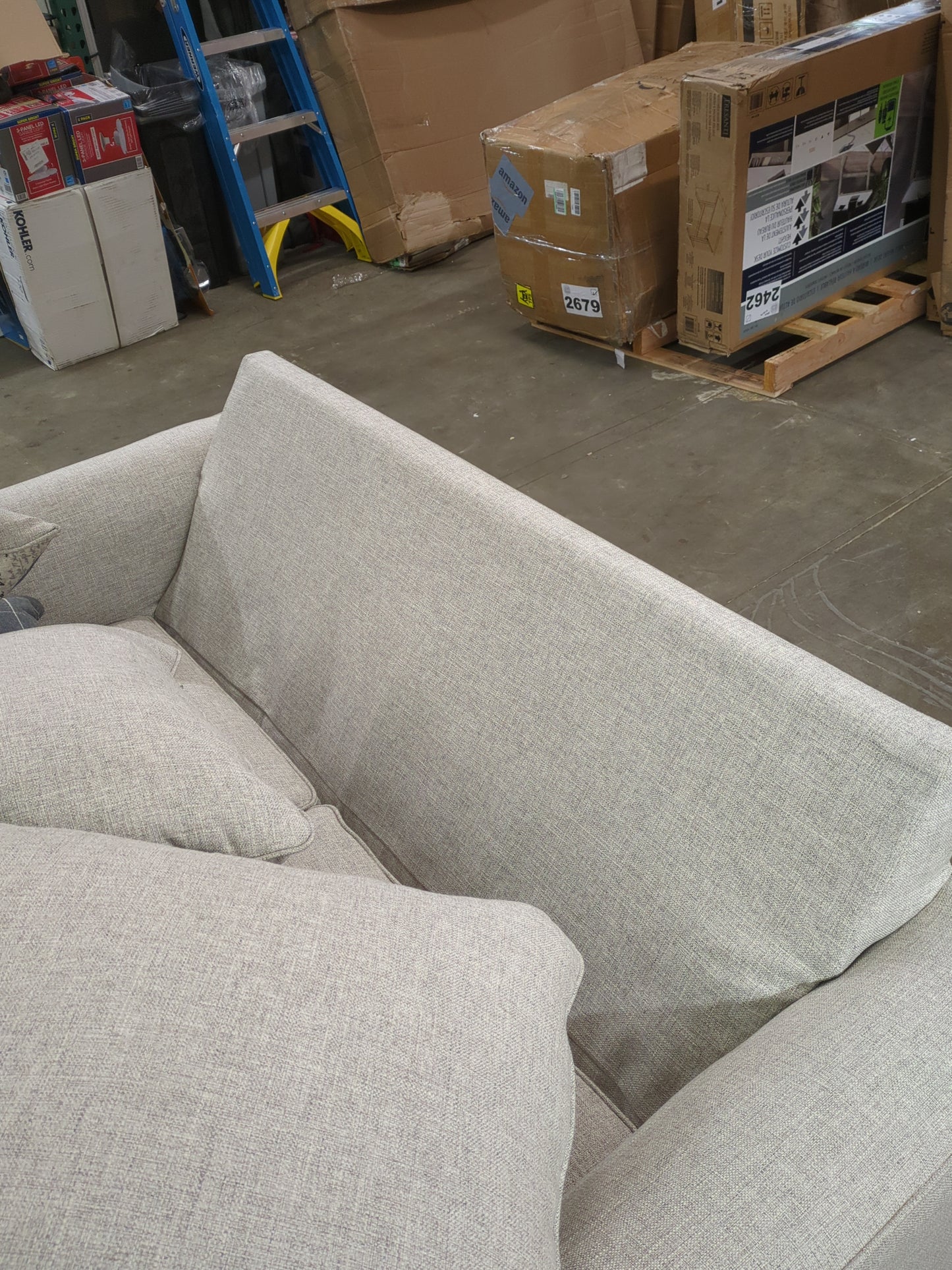 Signature Design by Ashley Velletri Chenille Stylish Loveseat, Beige - Retail $764